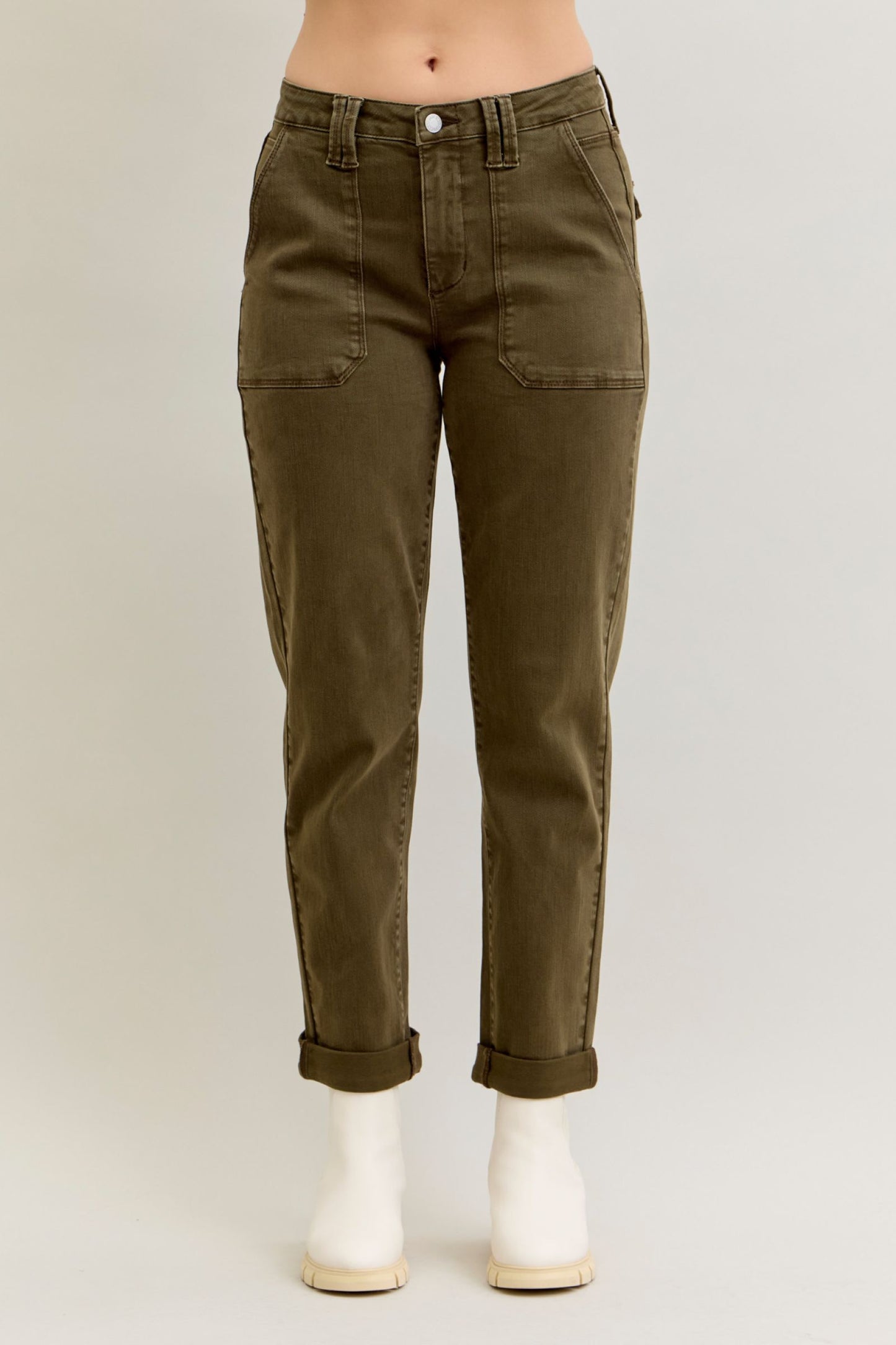 JUDY BLUE Forest Weekender Fit Cuffed Jeans