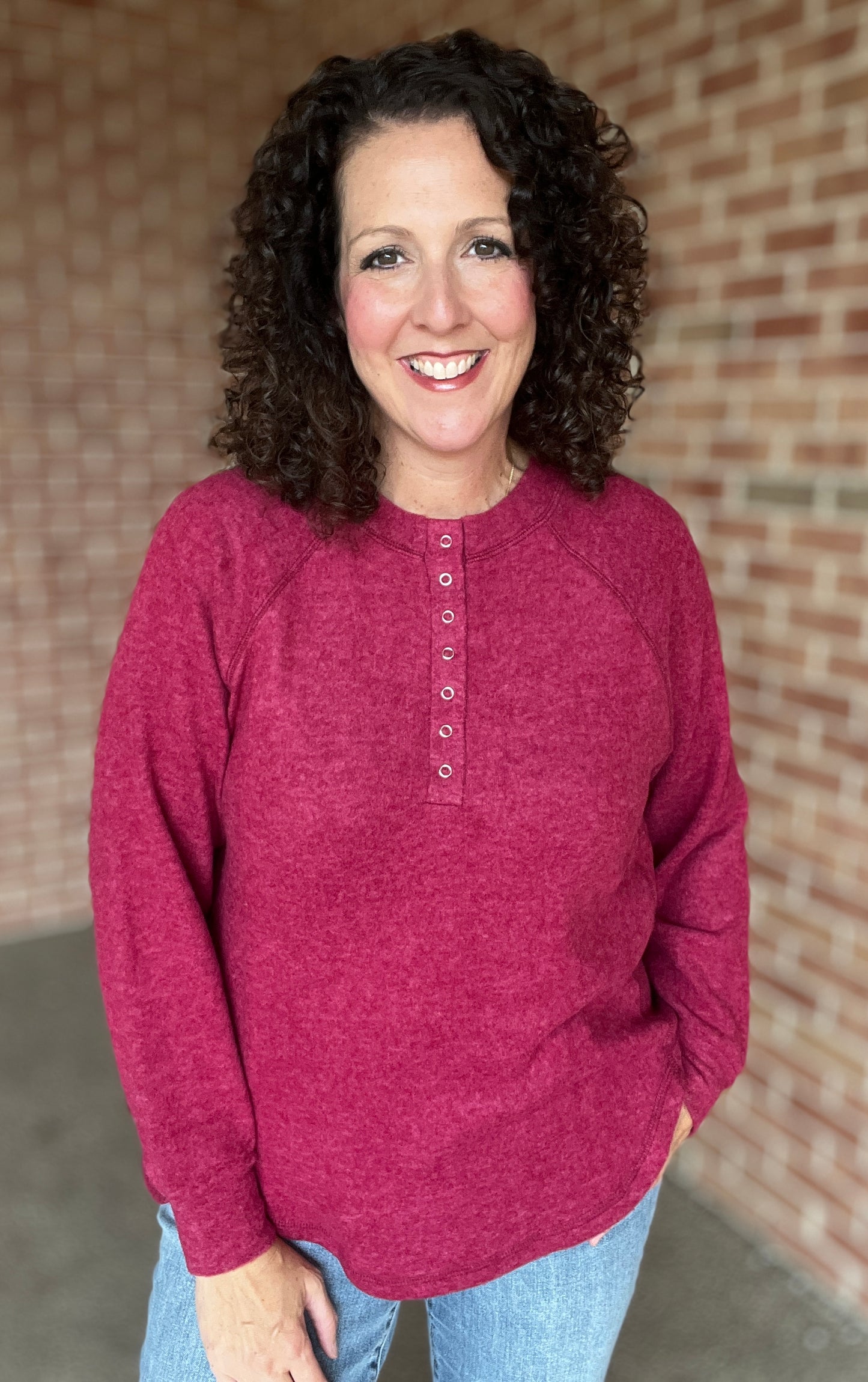 Melange Snapped Henley Top