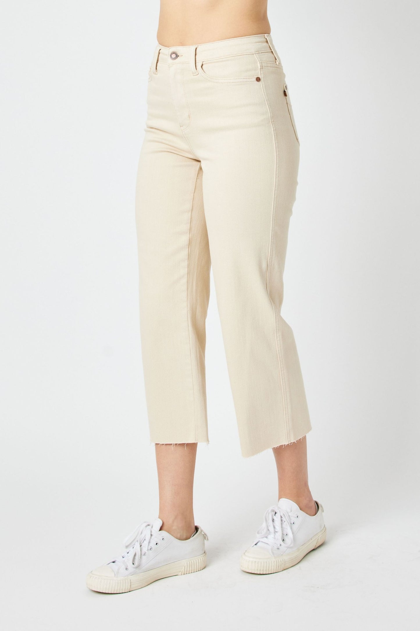 JUDY BLUE Bone Dyed Wide Leg Crop Jeans