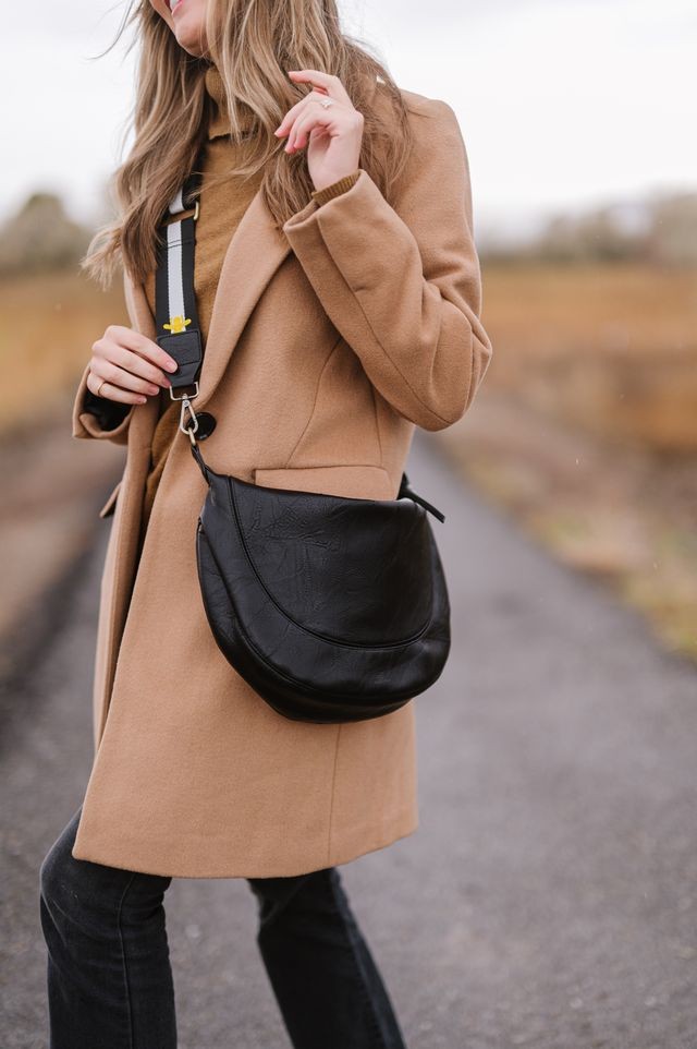 Crescent Bag with Patterned Strap