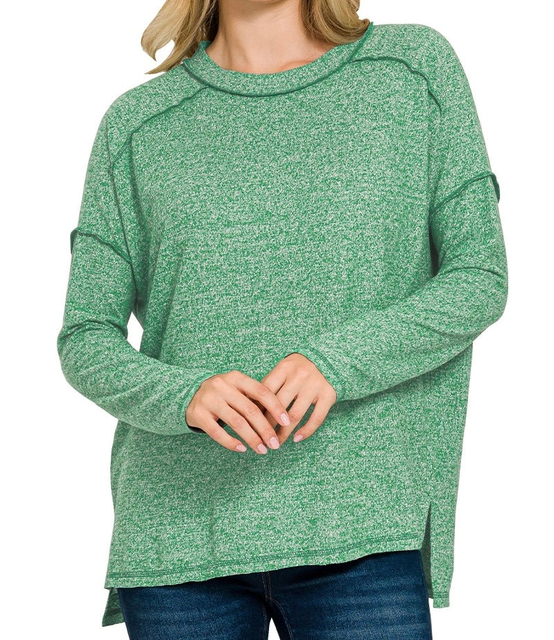 Melange Exposed Seam Top