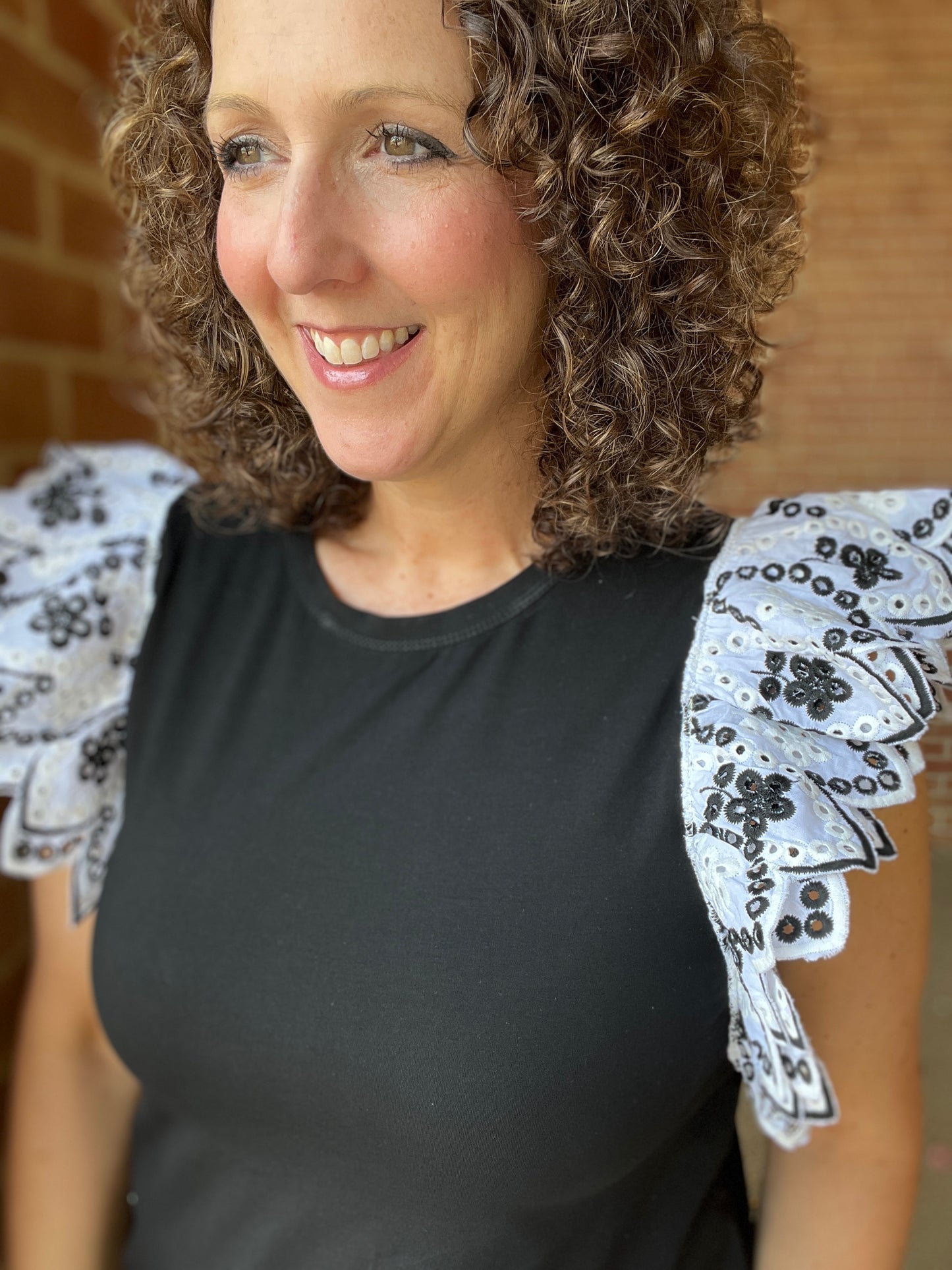 Layered Eyelet Sleeve Top