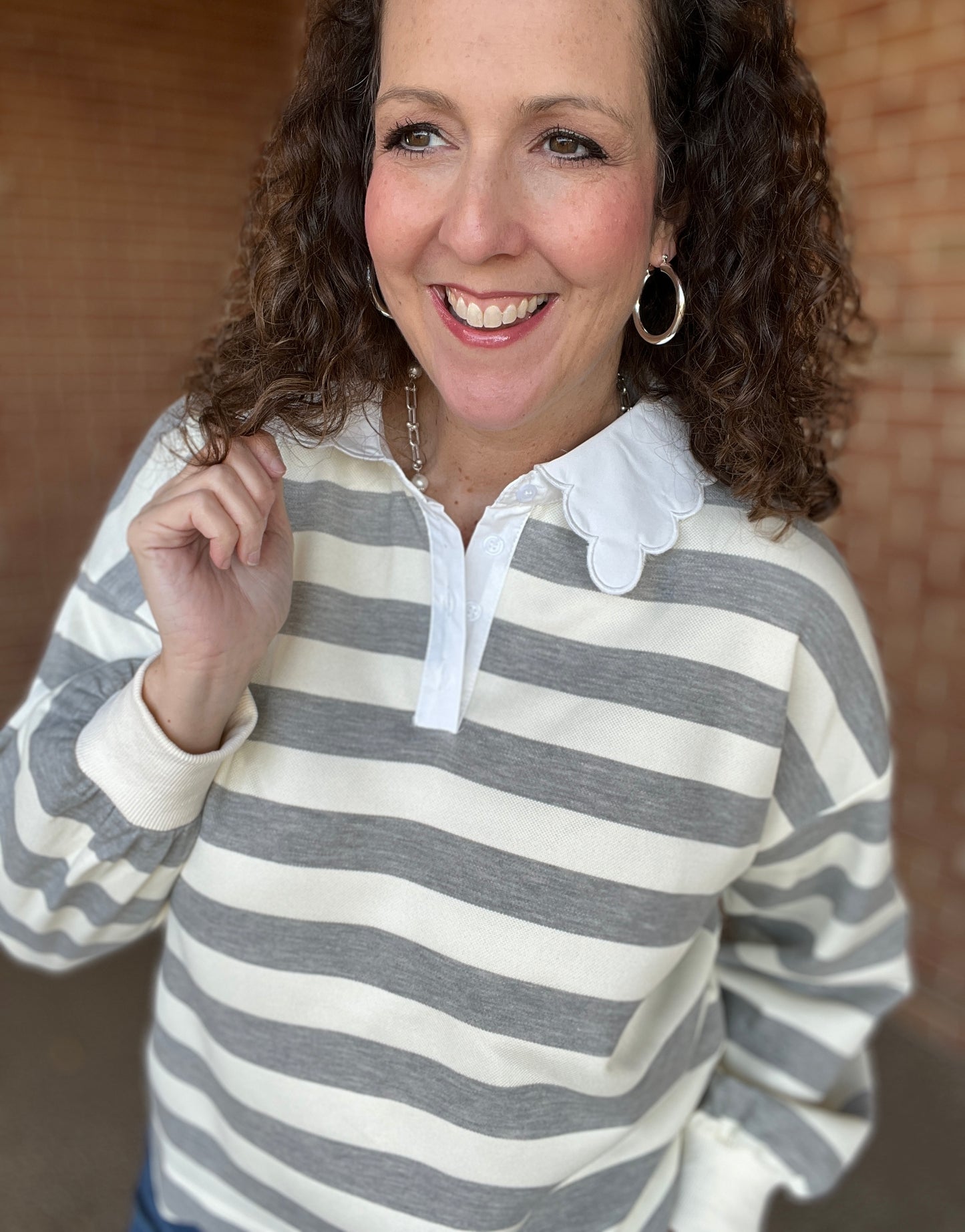 Scalloped Edge Polo Shirt