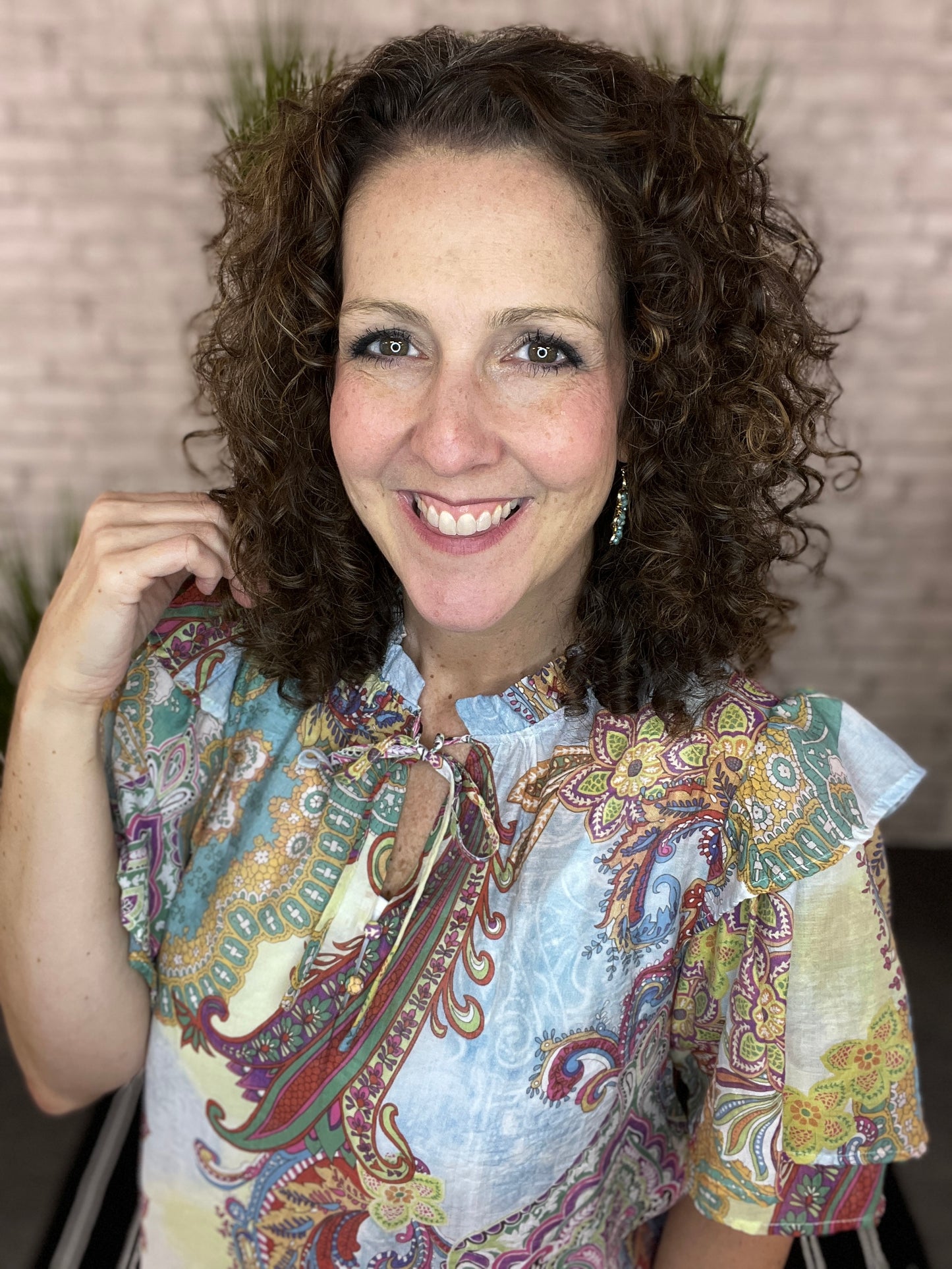 Mixed Paisley Print Top