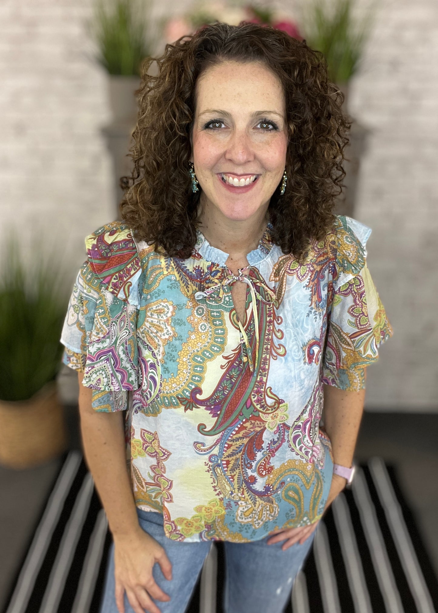 Mixed Paisley Print Top