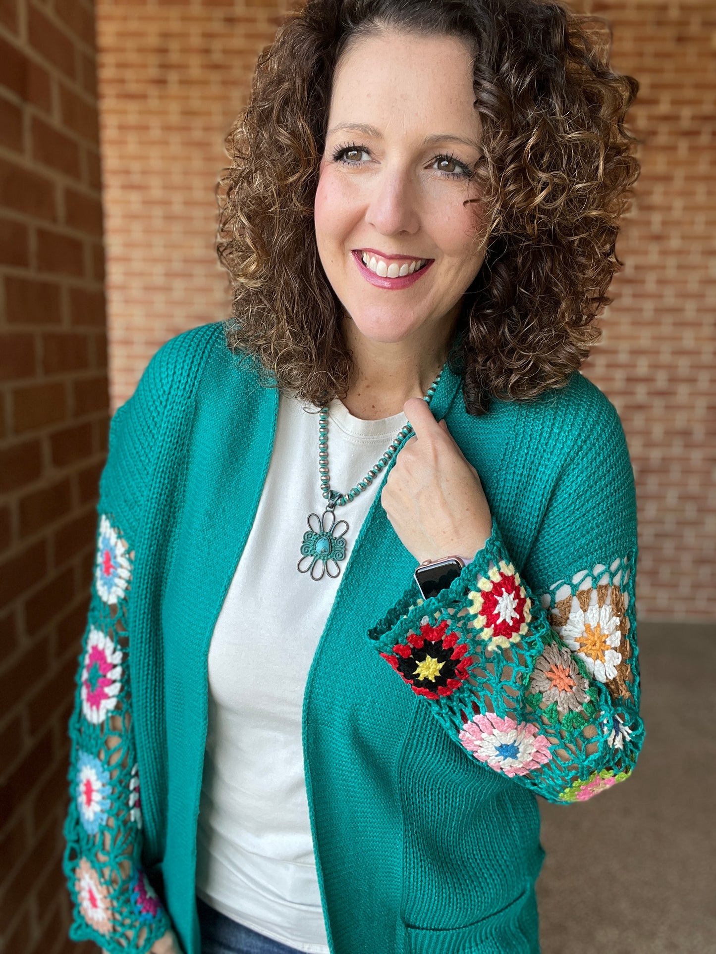 Crochet Sleeve Knit Cardigan