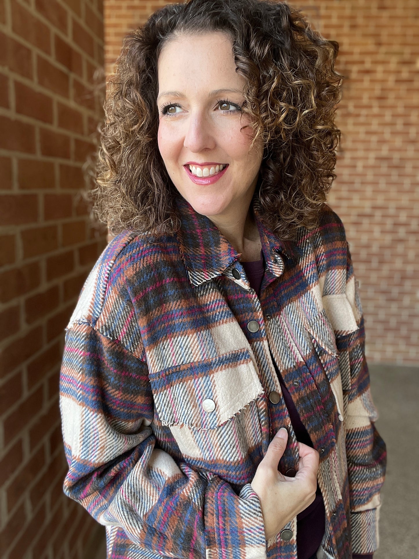 Rustic Plaid Snap Front Shacket