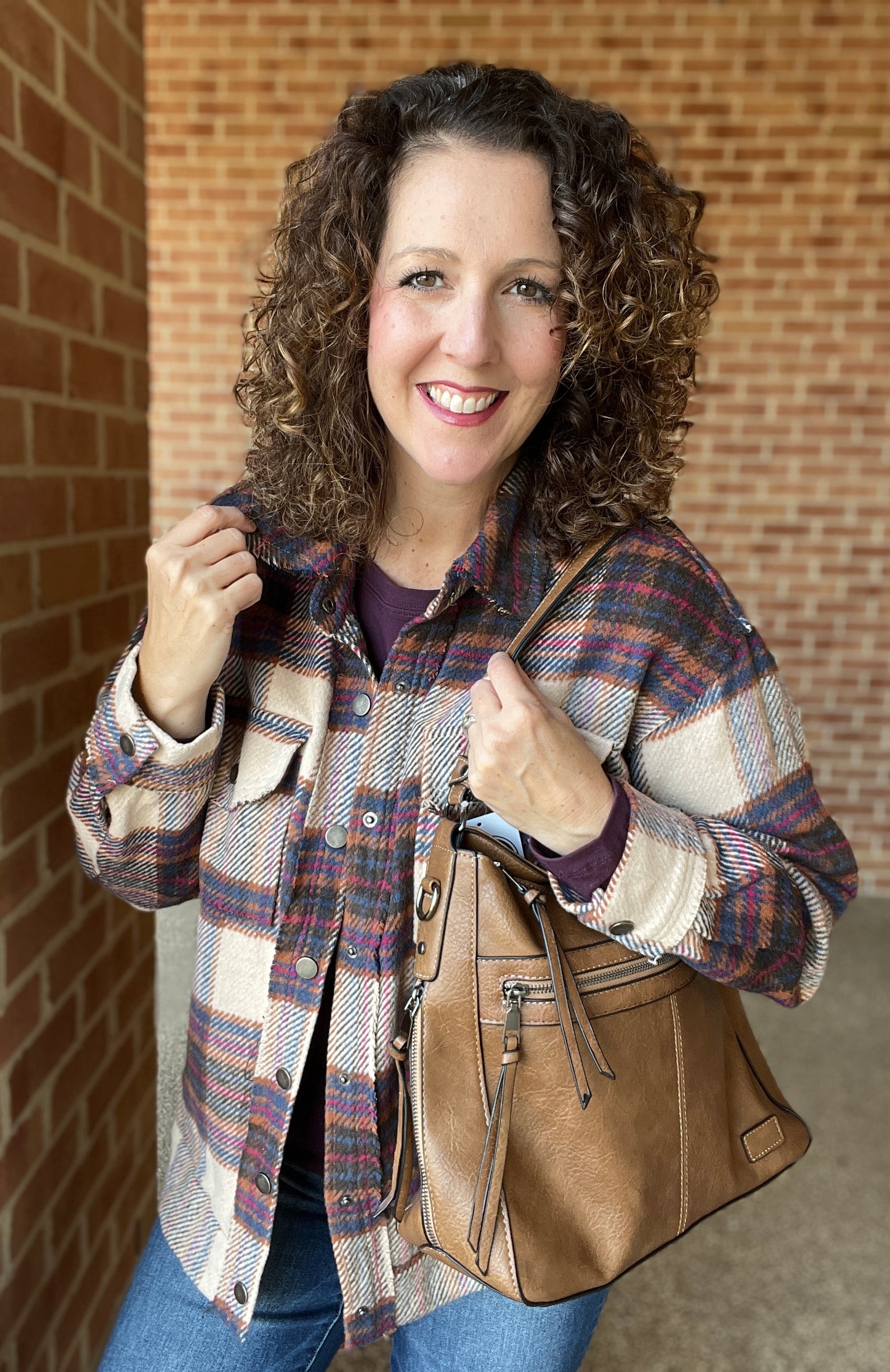 Rustic Plaid Snap Front Shacket