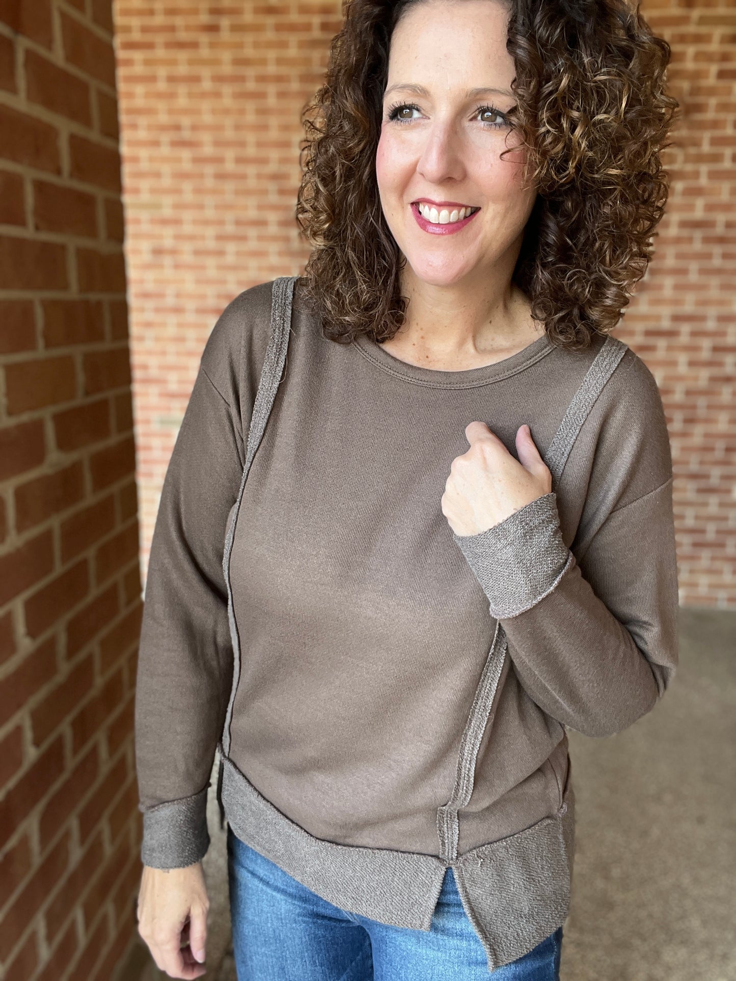 Hi Lo Terry Knit Sweatshirt