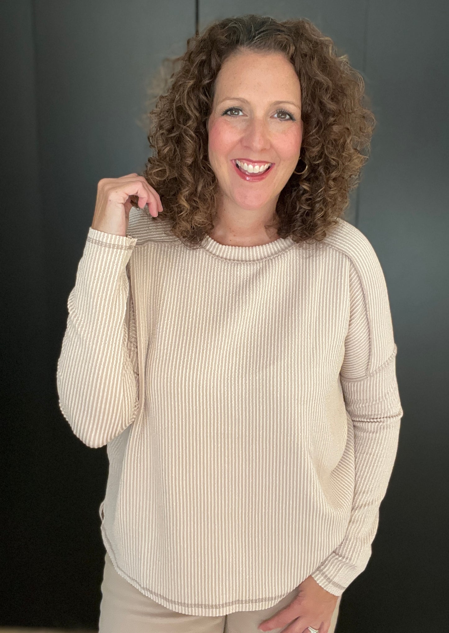 Corded Dolman Long Sleeve Top