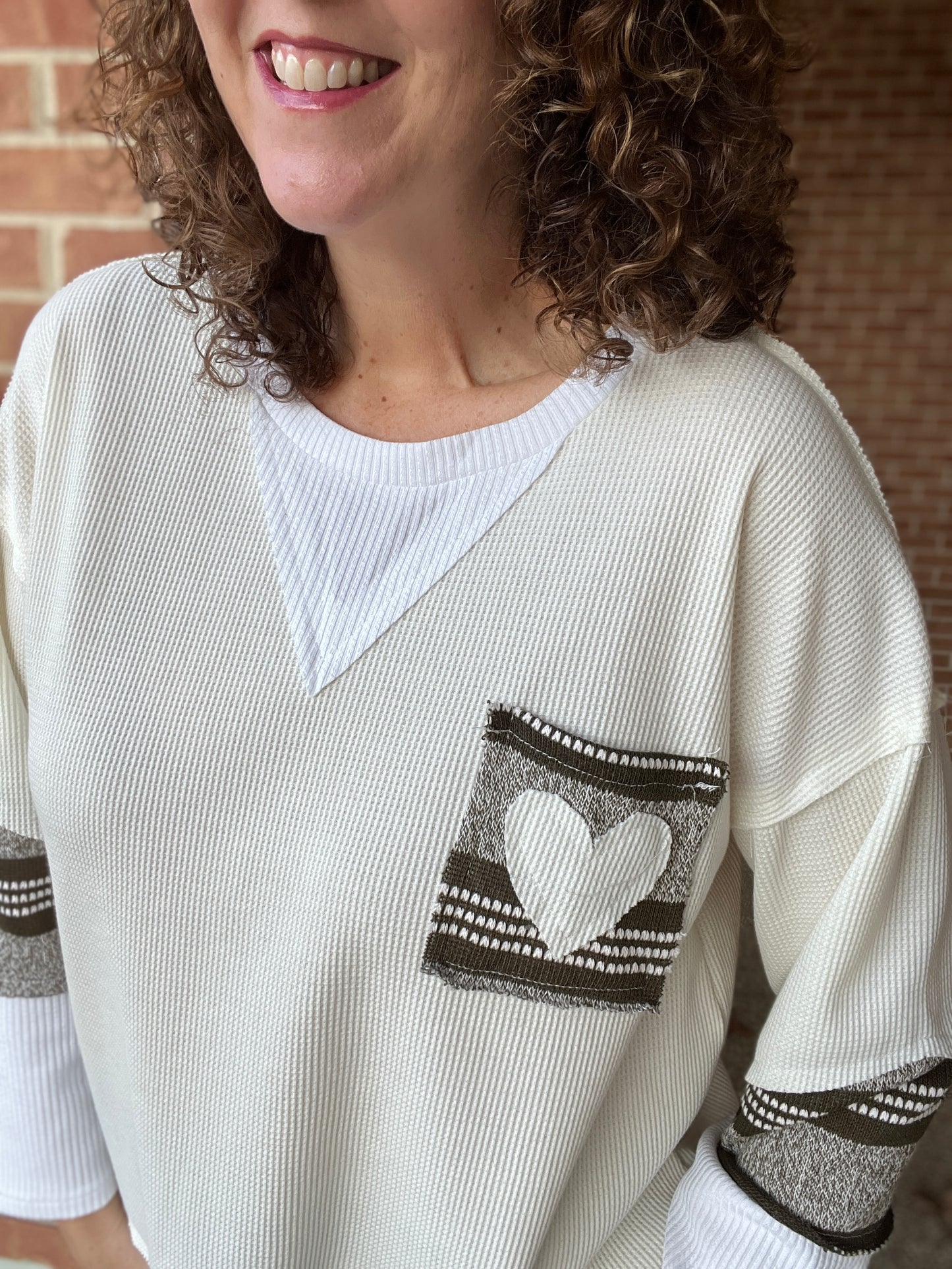 Heart Patch Waffle Knit Top