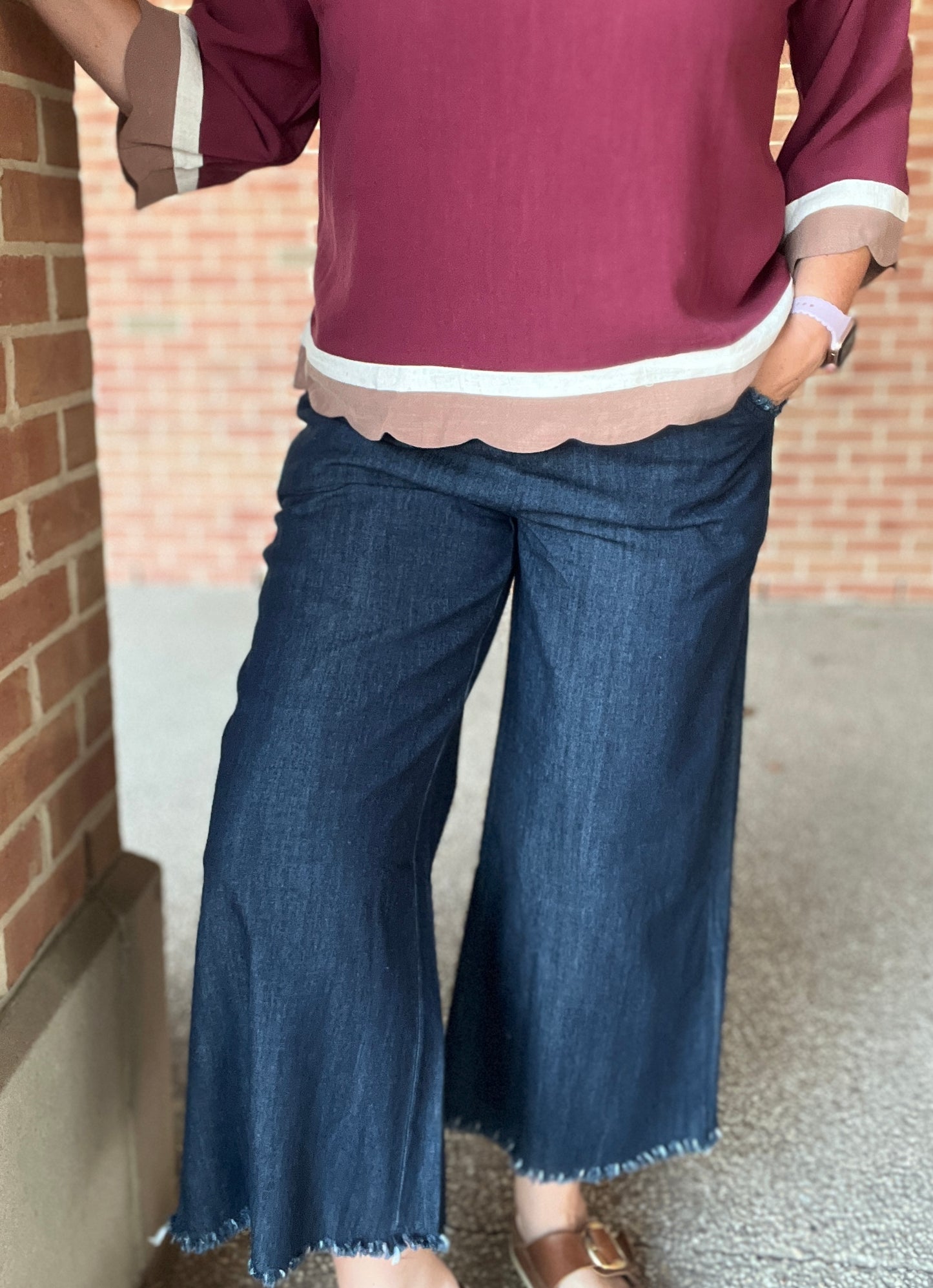 Dark Denim Cropped Pants