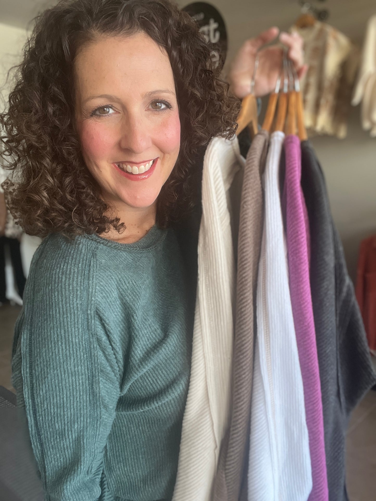Brushed Ribbed Hacci Knit Top