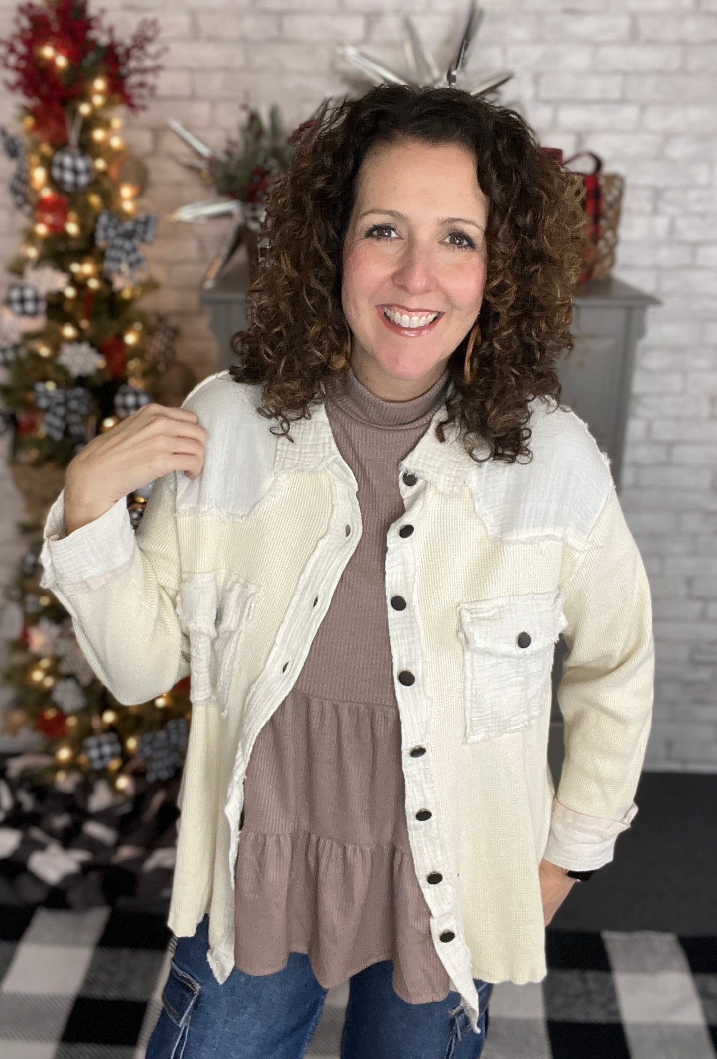 Vintage Waffle & Frayed Cotton Top