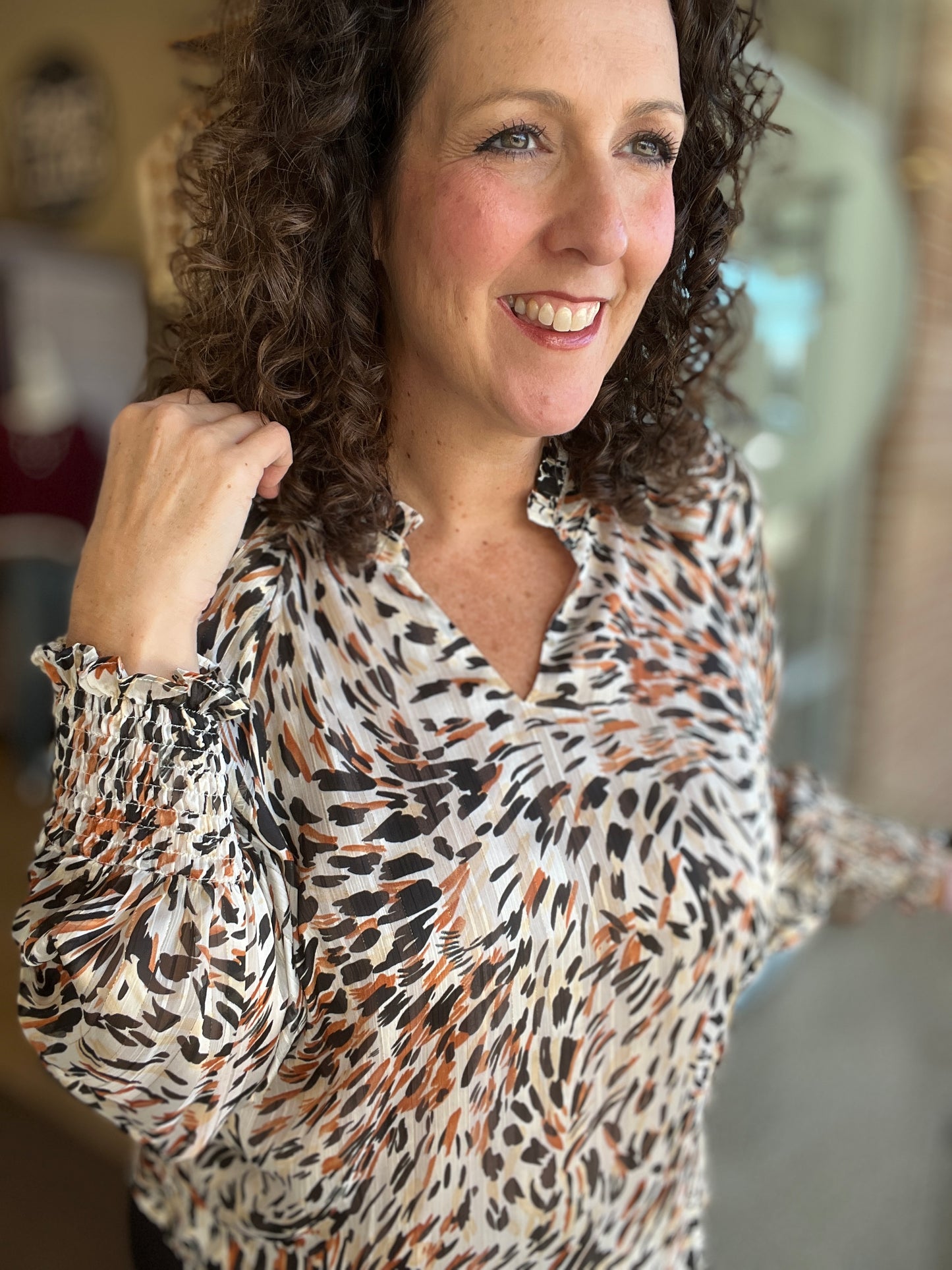 Abstract Animal Print Blouse