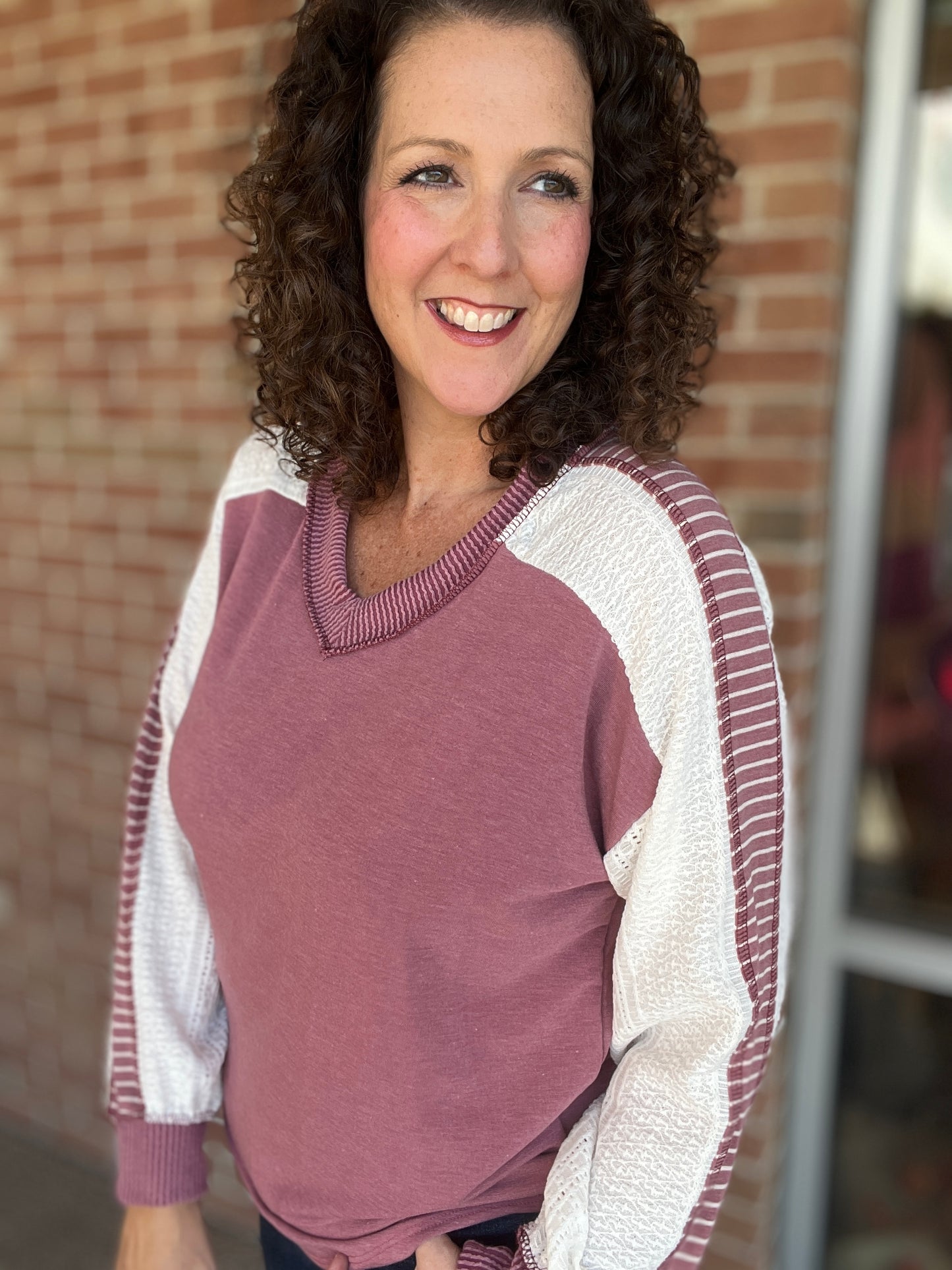 Mixed Fabric & Lace Top