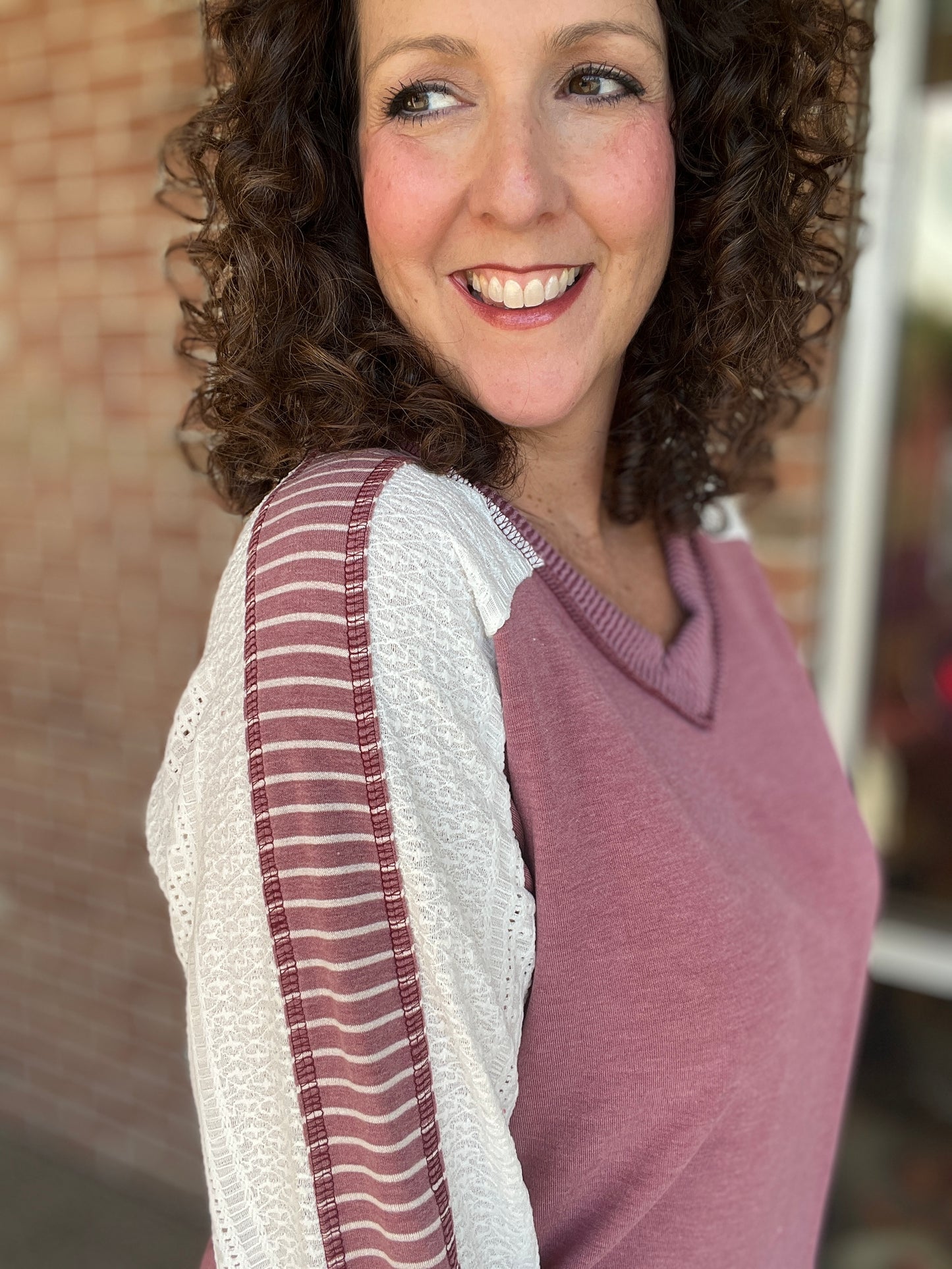 Mixed Fabric & Lace Top