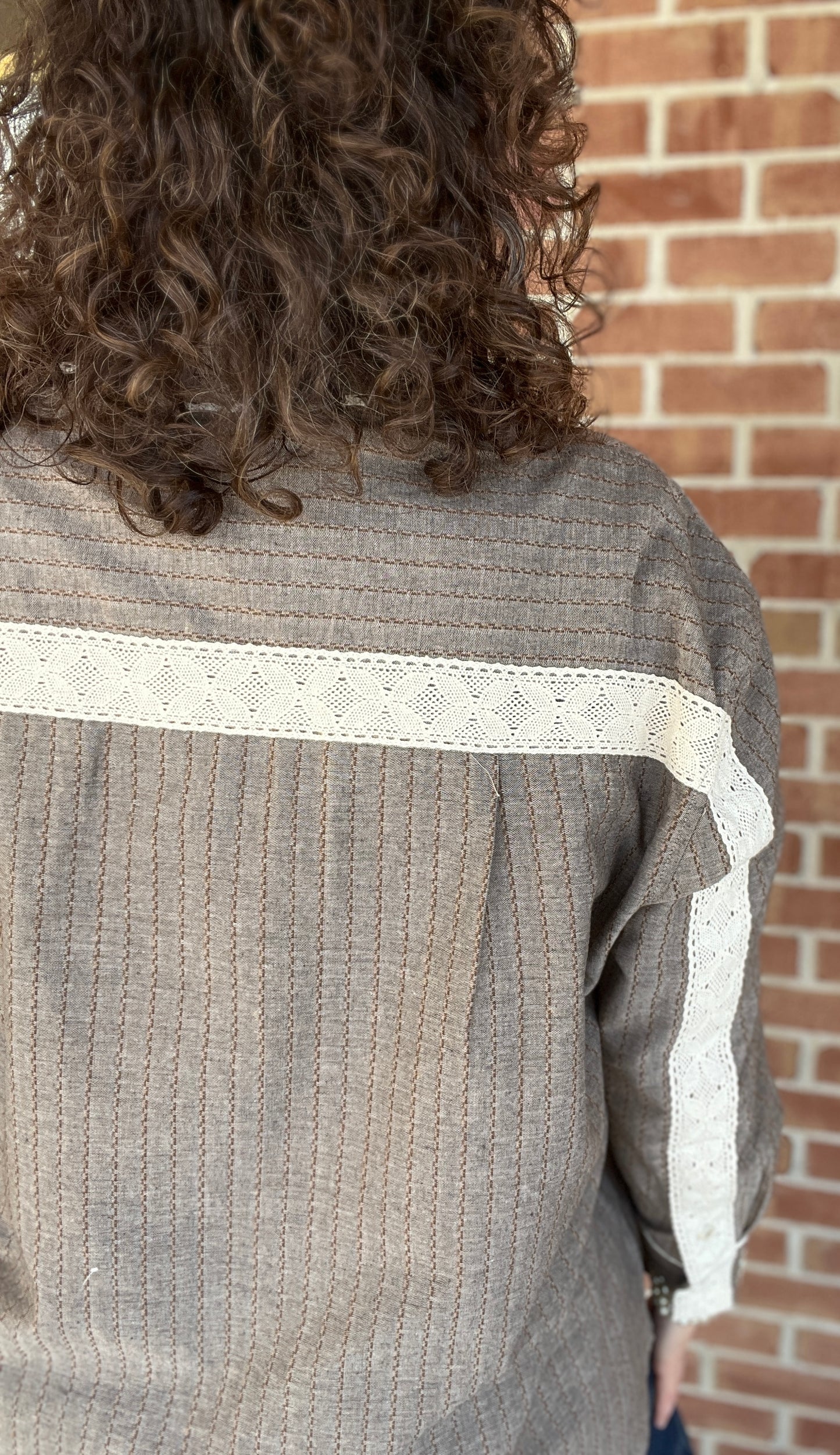 Lace Trimmed Button Down