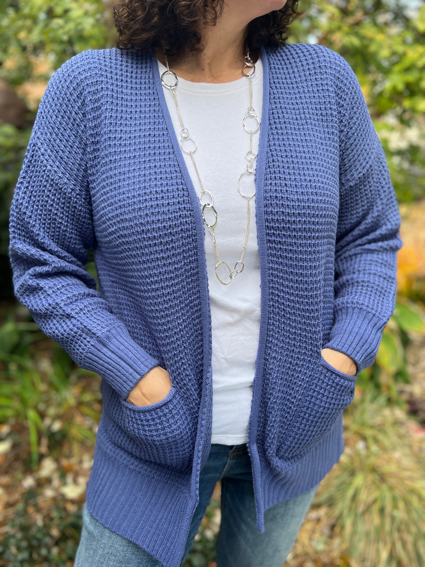 Waffle Knit Open Cardigan