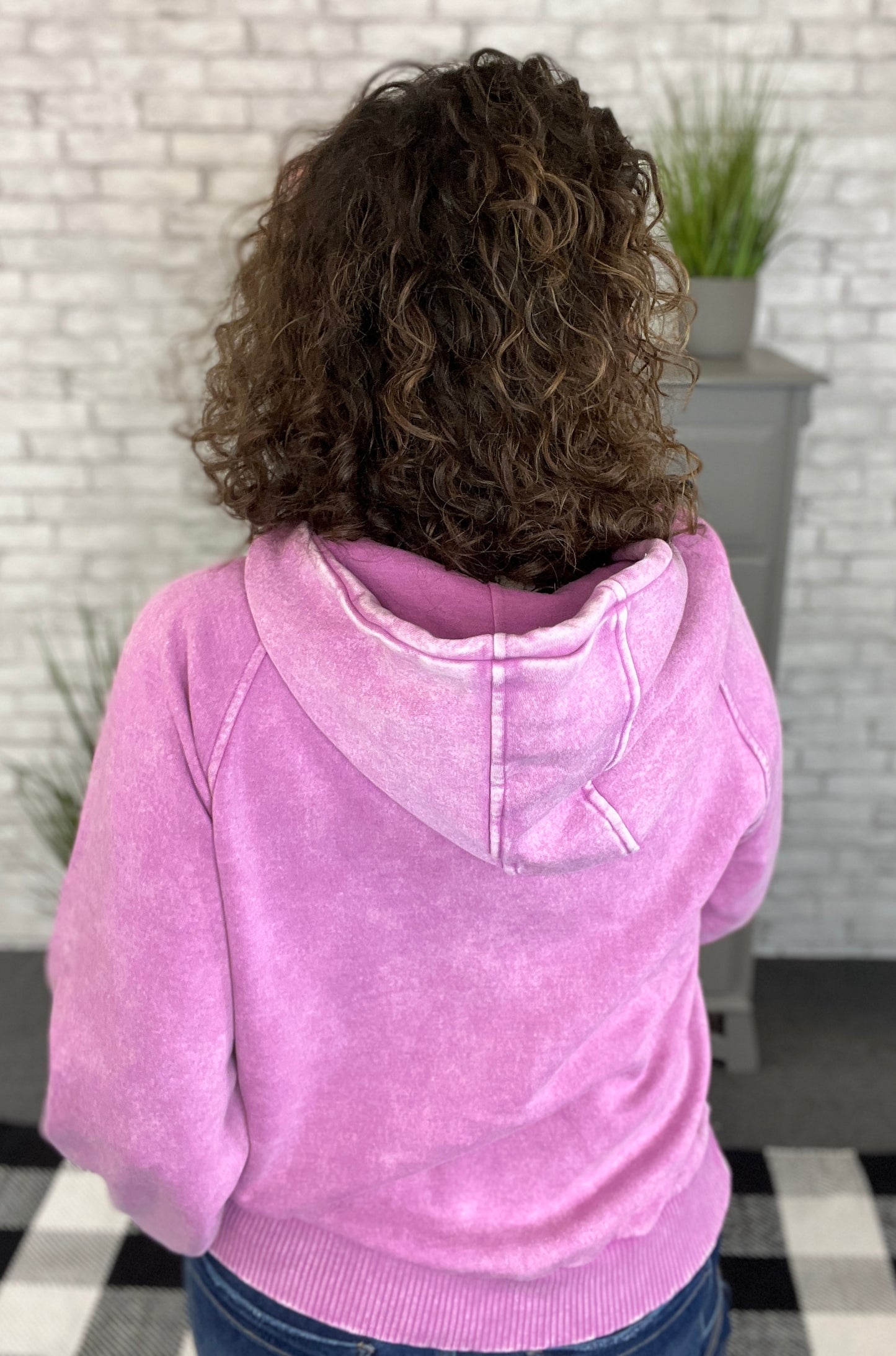 Acid Wash 1/4 Zip Kangaroo Hoodie