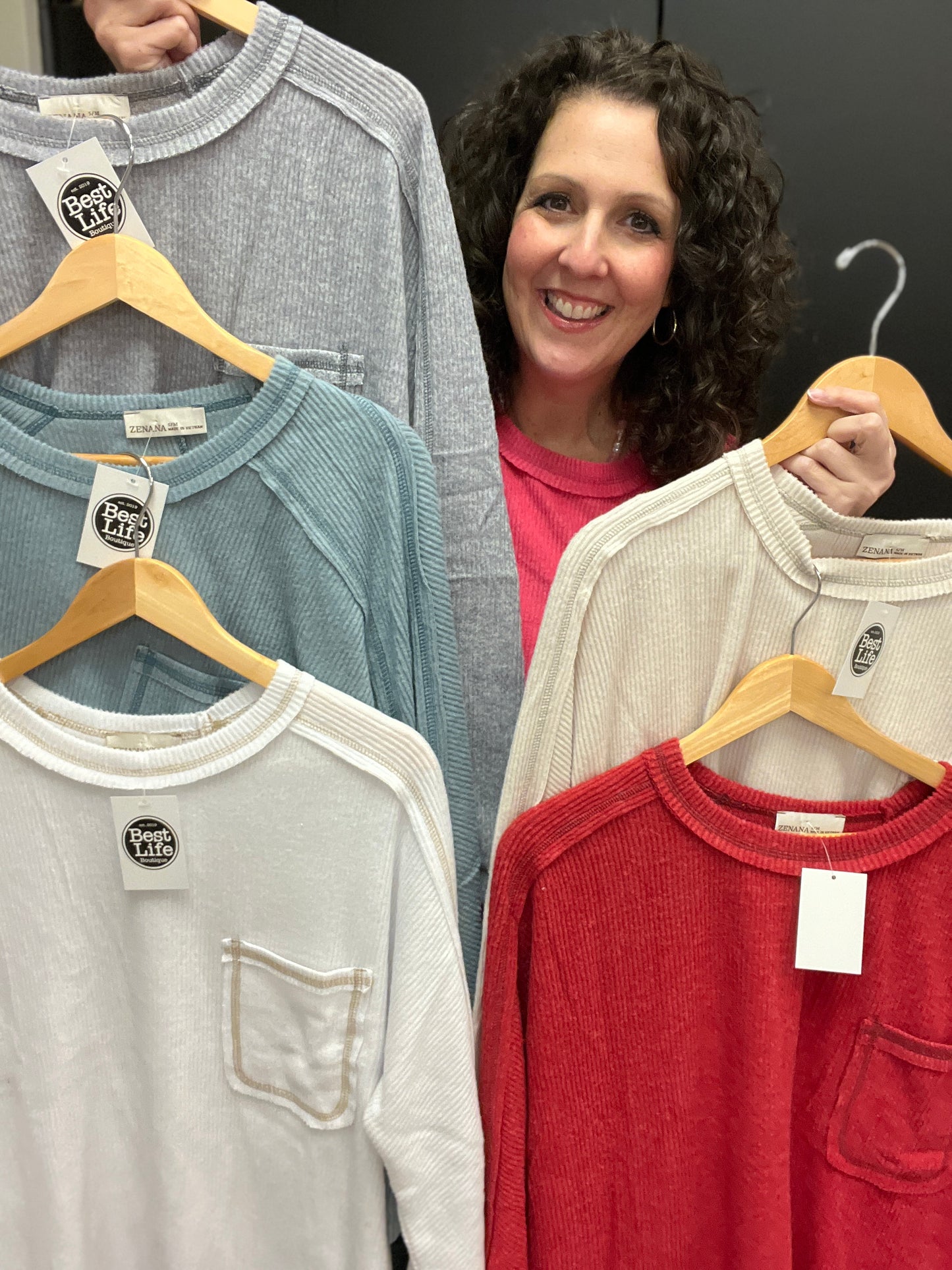 Brushed Ribbed Hacci Knit Top