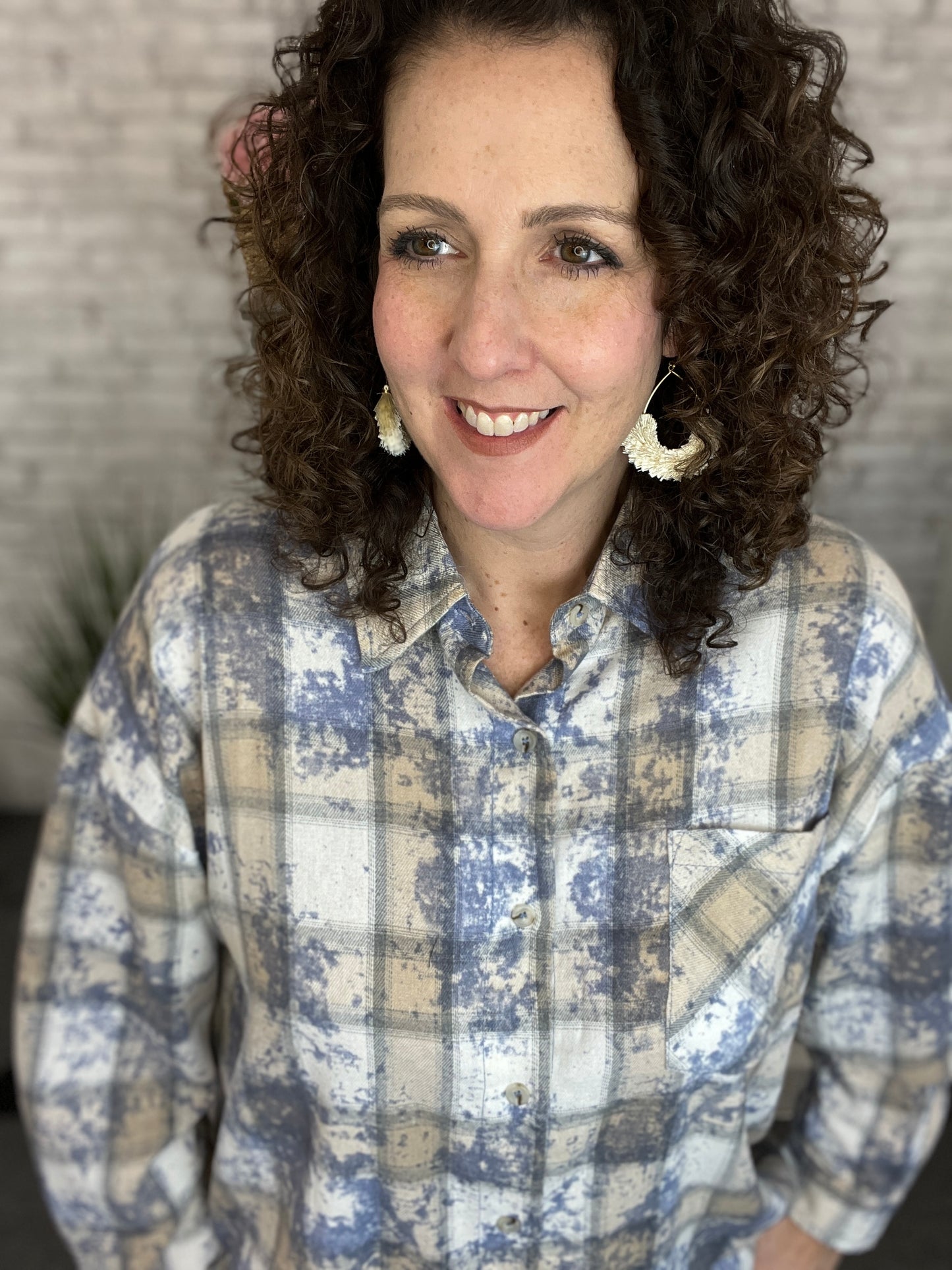 Frayed Bottom Washed Plaid Button Down