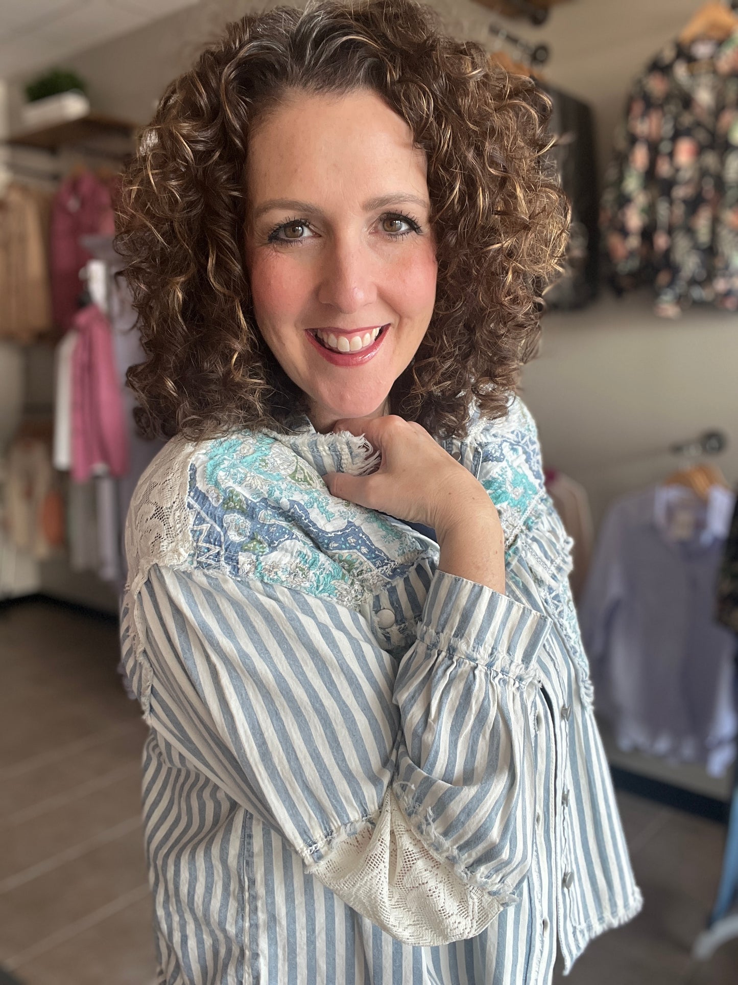 Stripe, Paisley, and Lace Jacket