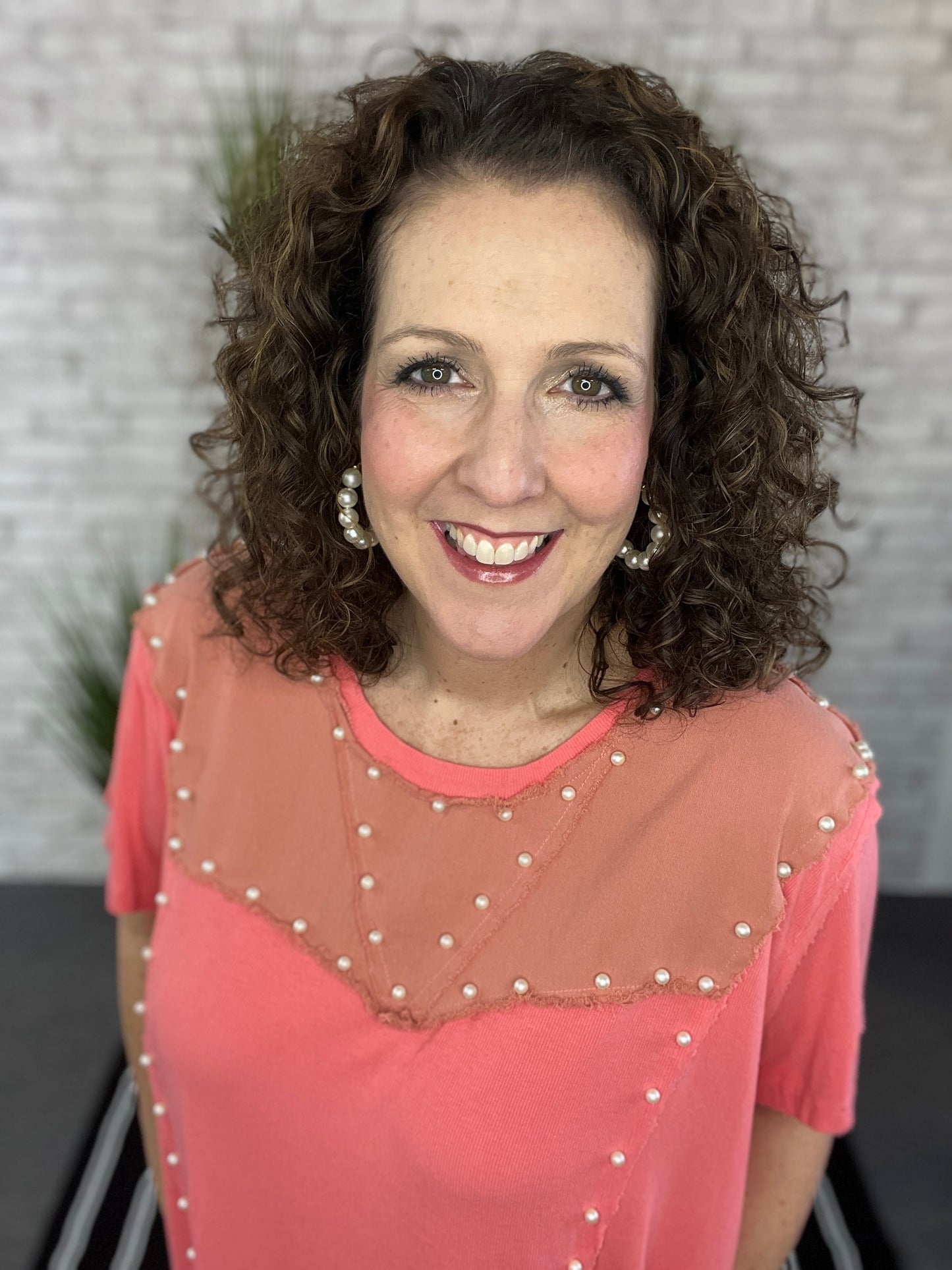 Pearl Trim Flowy Top