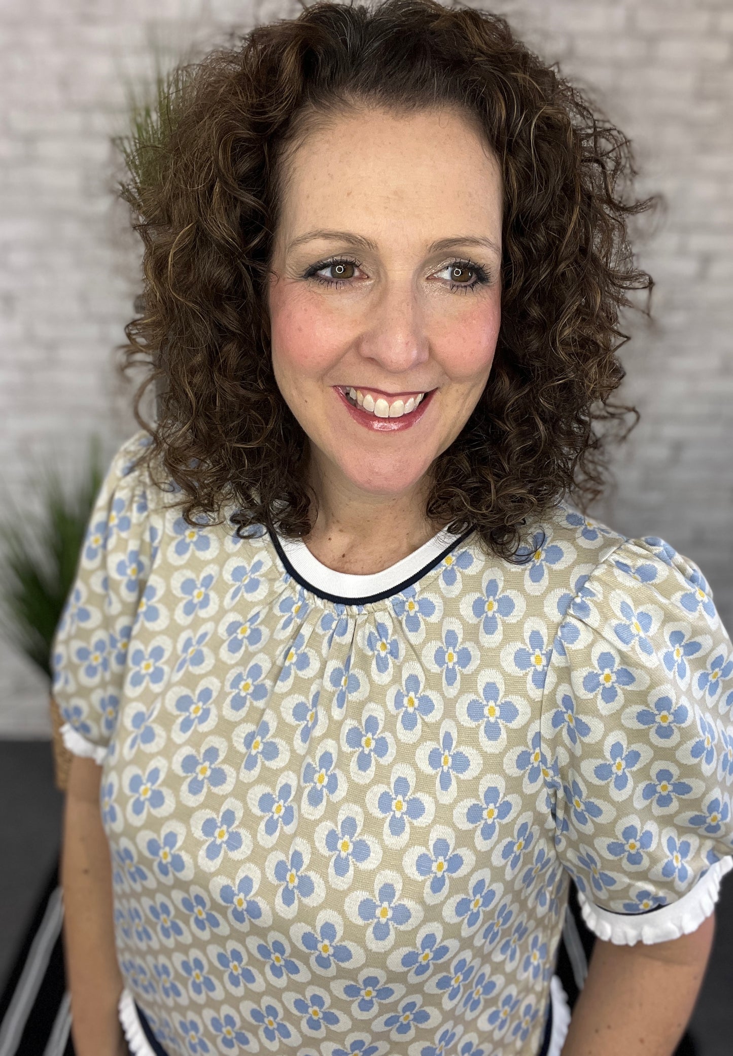 Banded Floral Knit Top