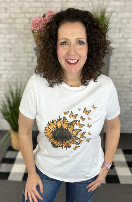 SUNFLOWER BUTTERFLY Graphic Tee