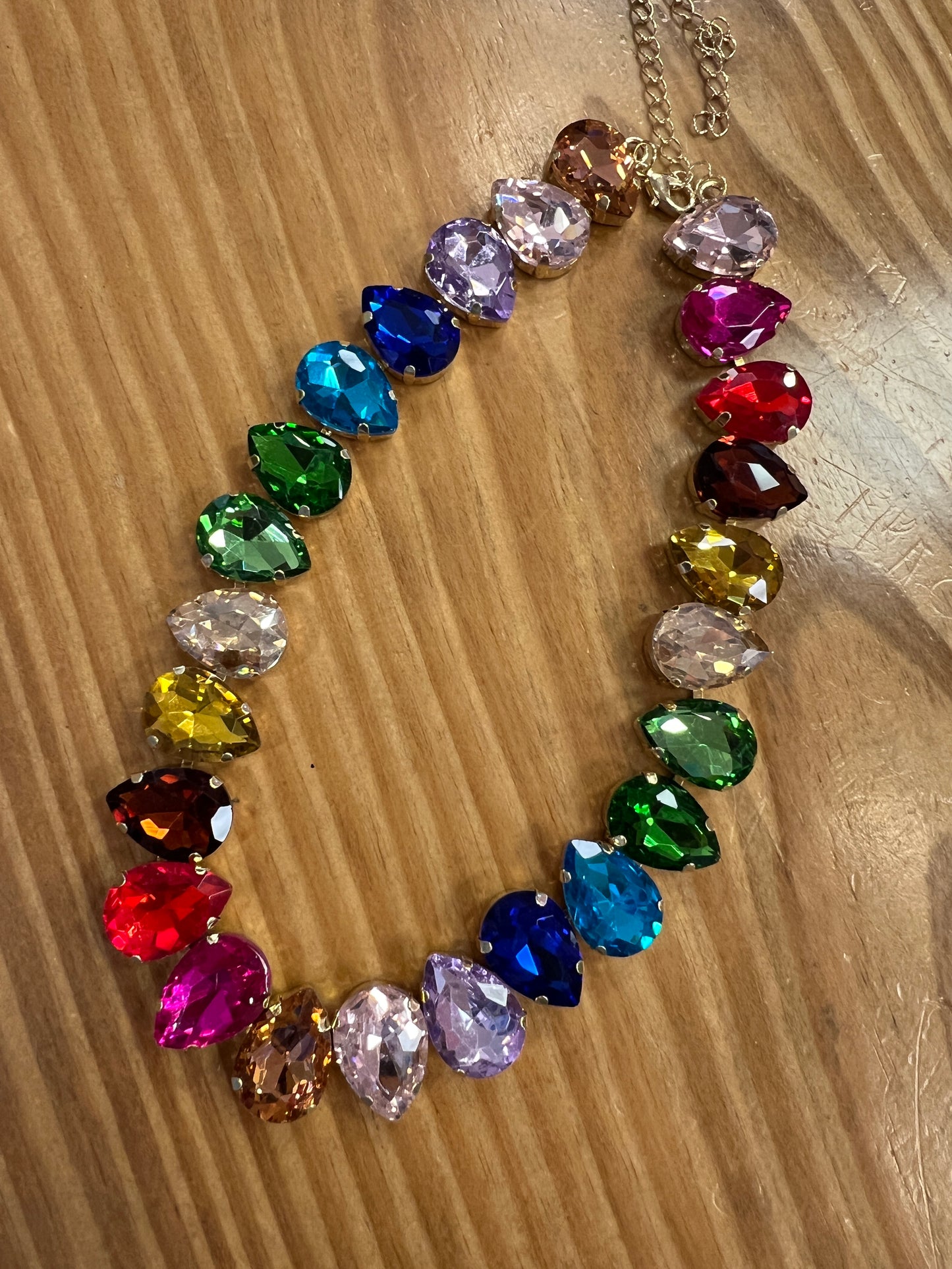Colorful Teardrop Gem Necklace