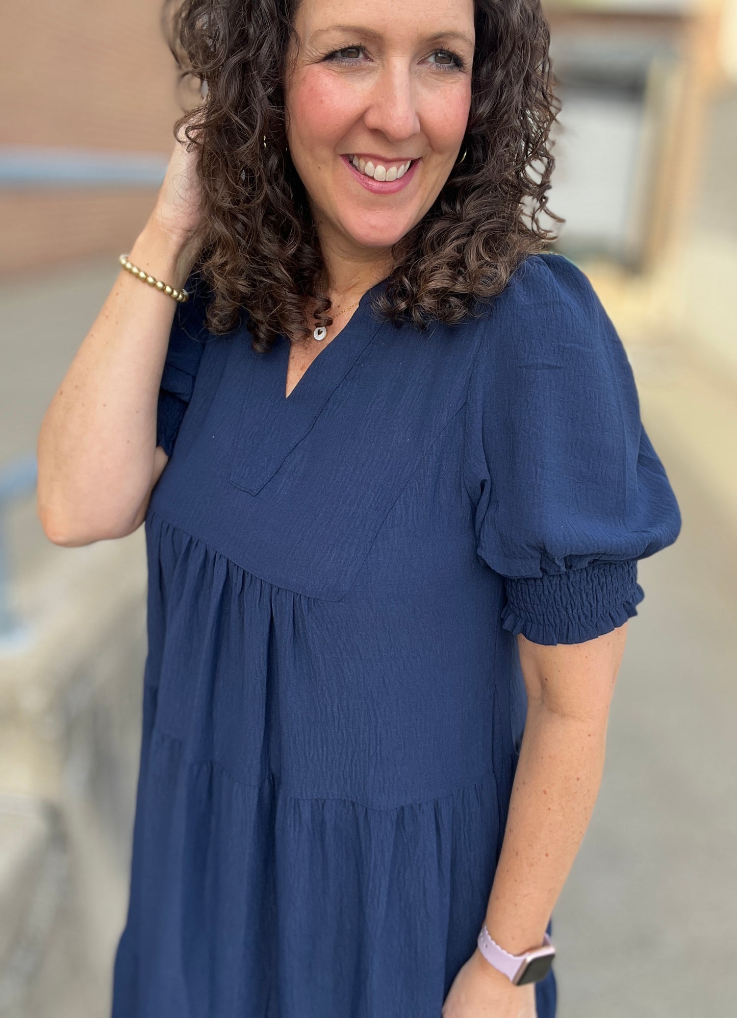 Tiered Textured Dress with Pockets