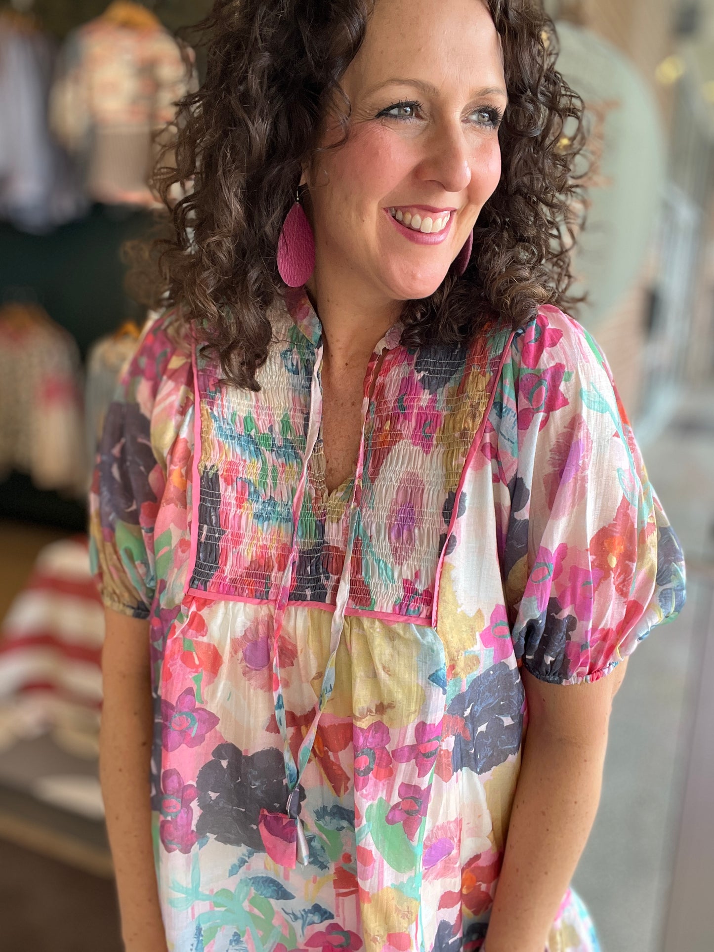 Watercolor Floral Babydoll Dress