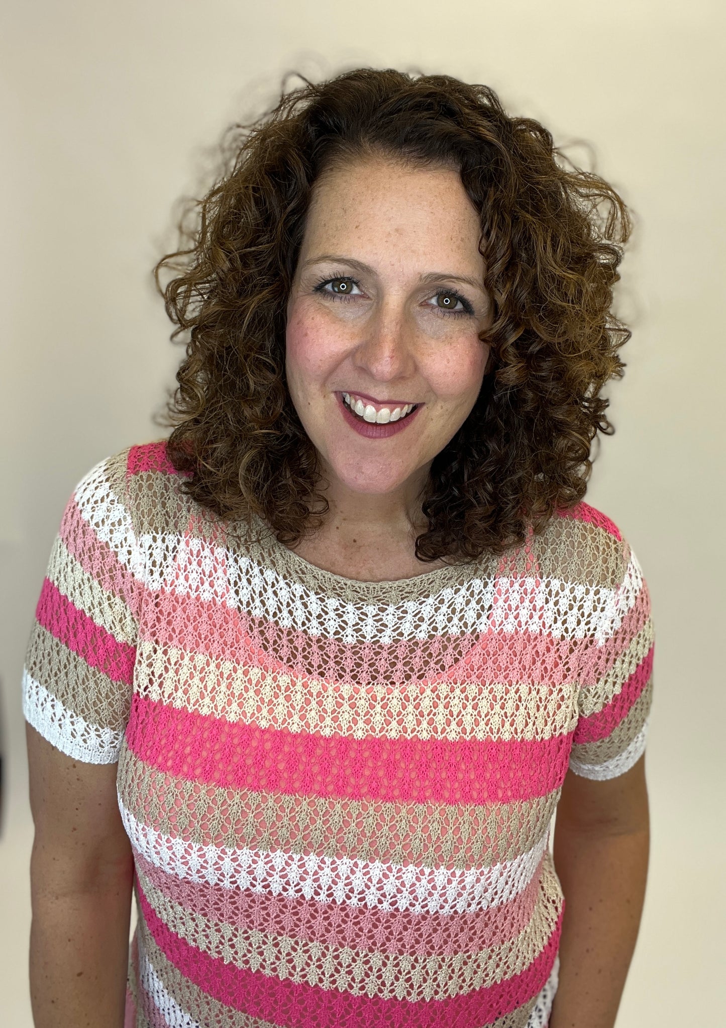 Striped Pointelle Knit Top