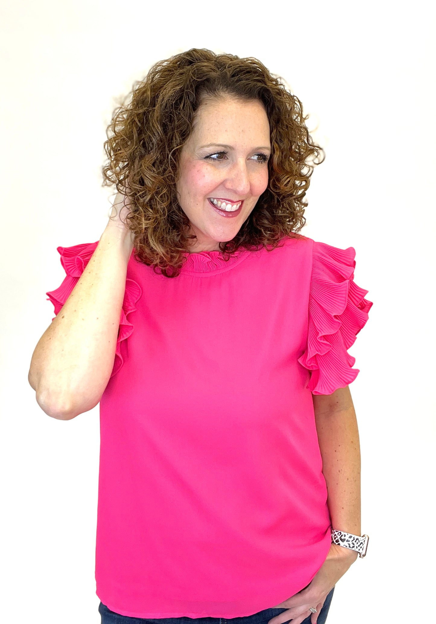 Accordion Ruffle Sleeve Top