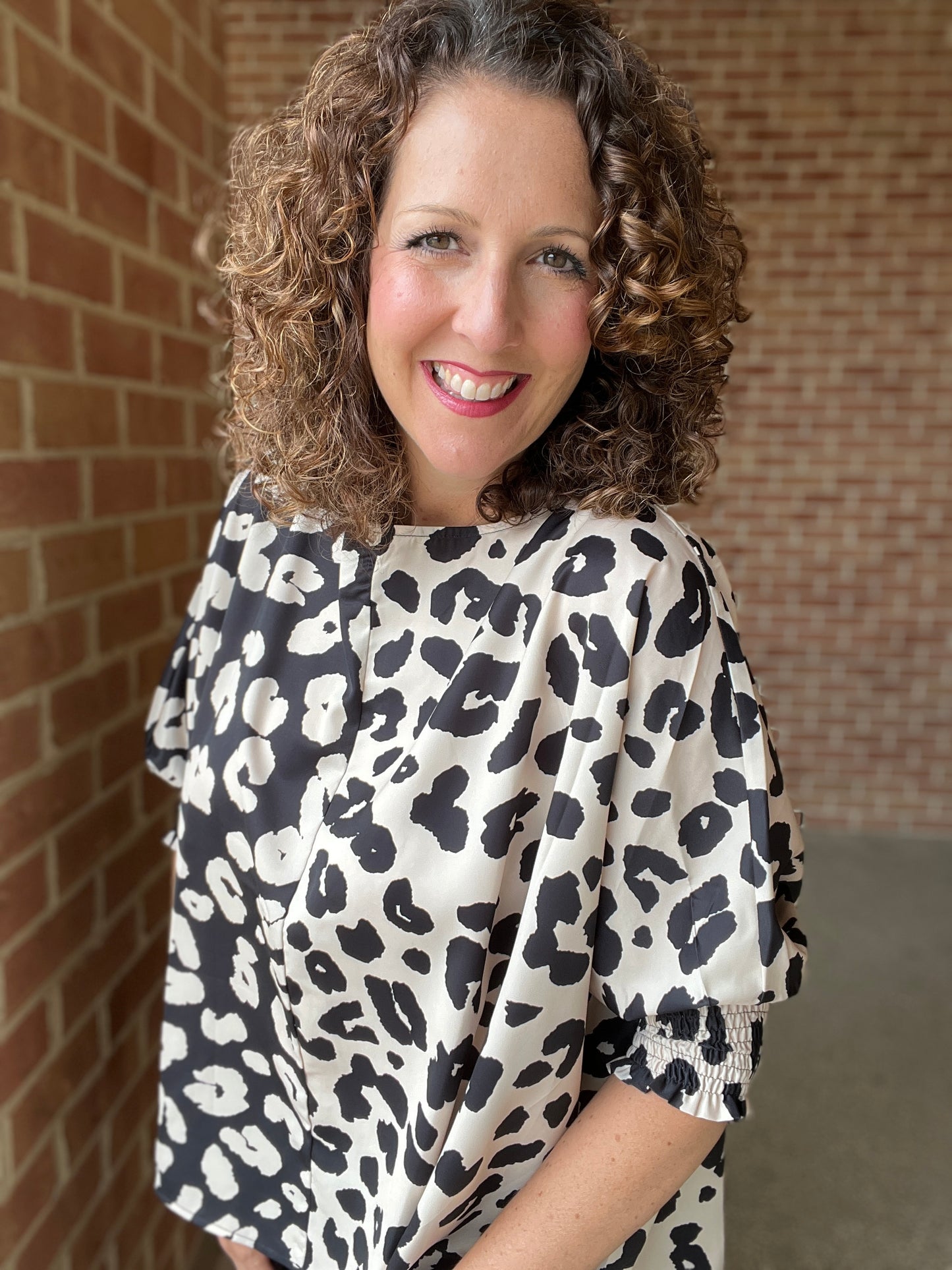 Split Animal Print Poncho Top