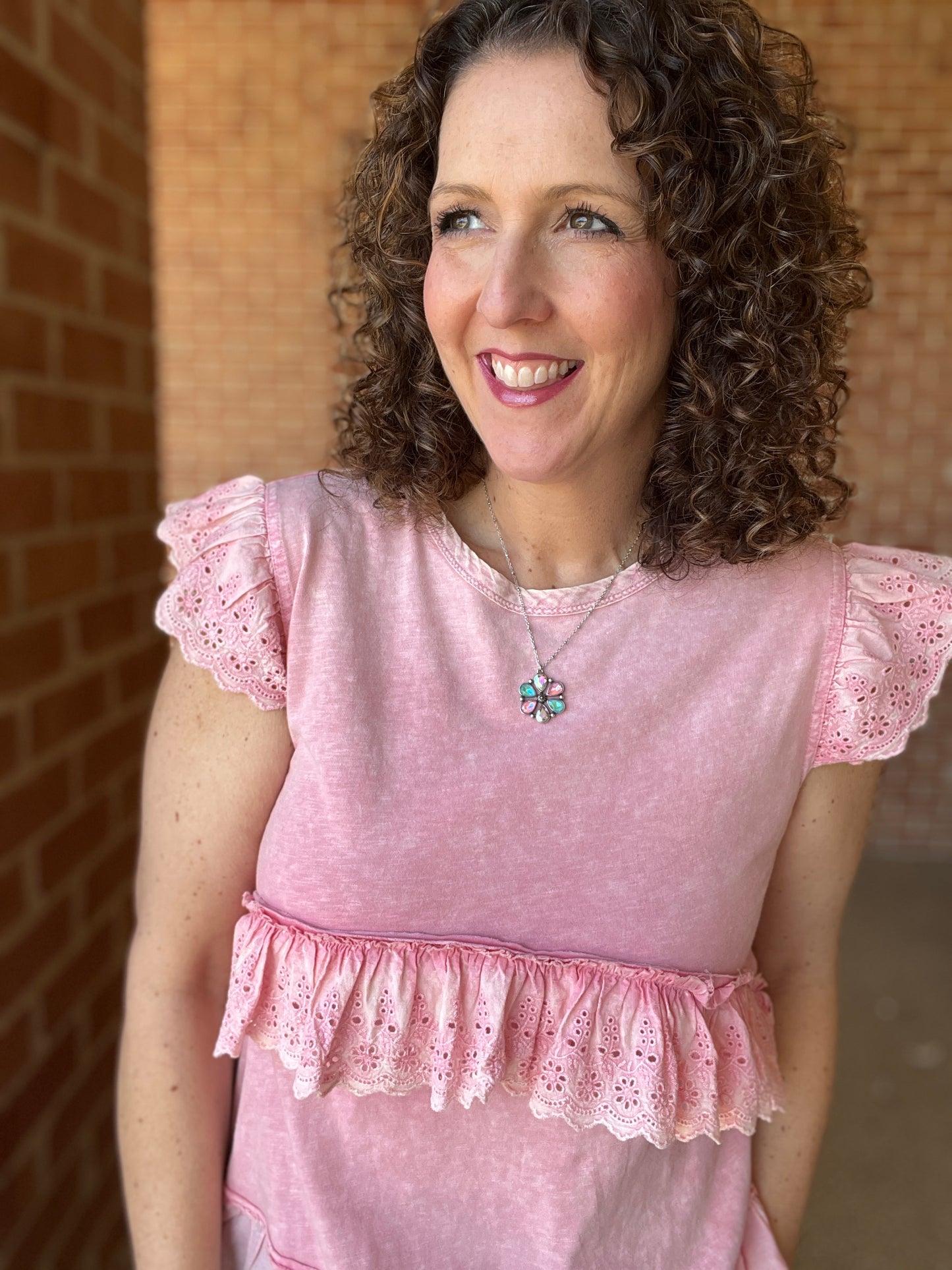 Tiered Eyelet Ruffle Top