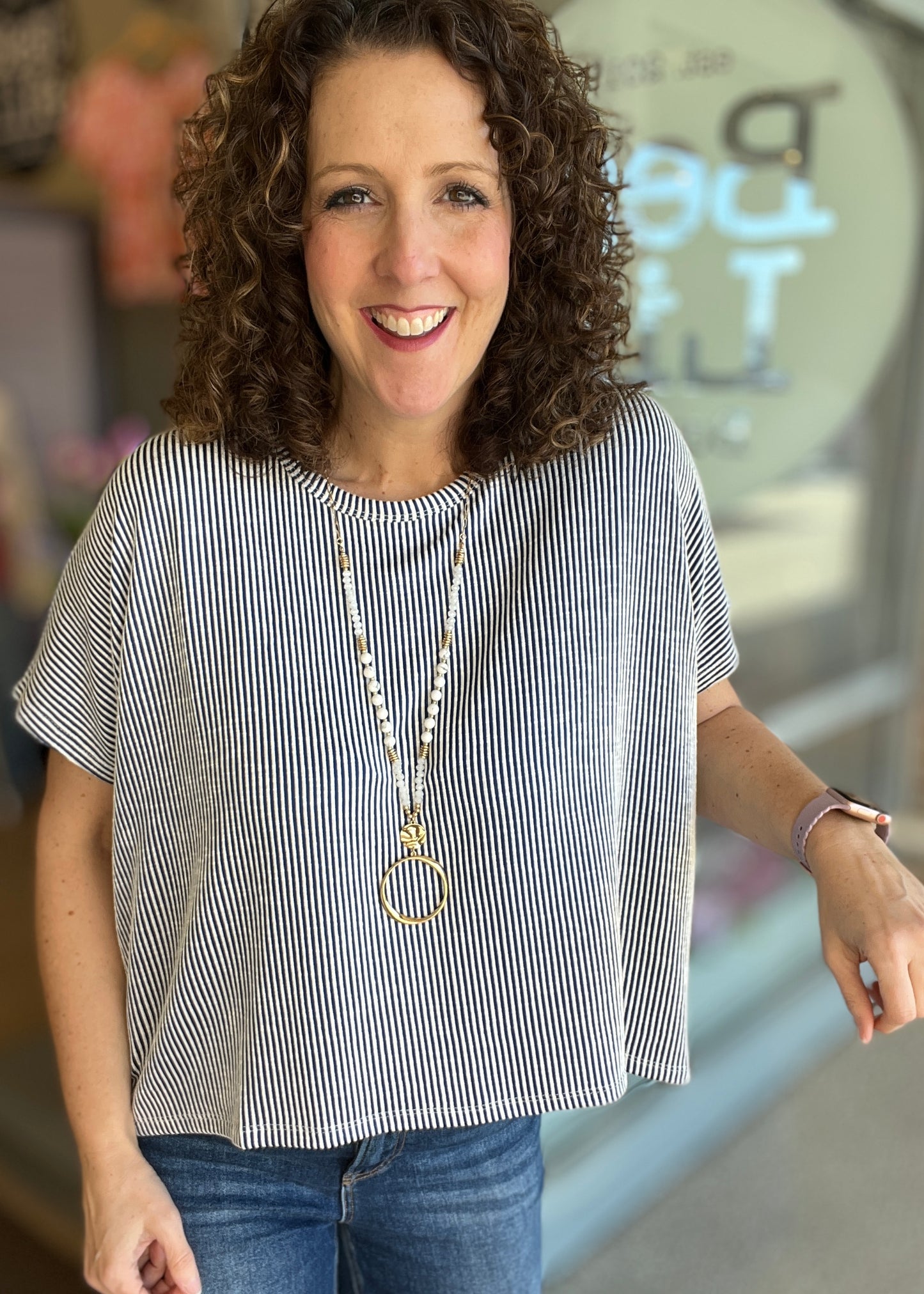 Ribbed Dolman Short Sleeve Top