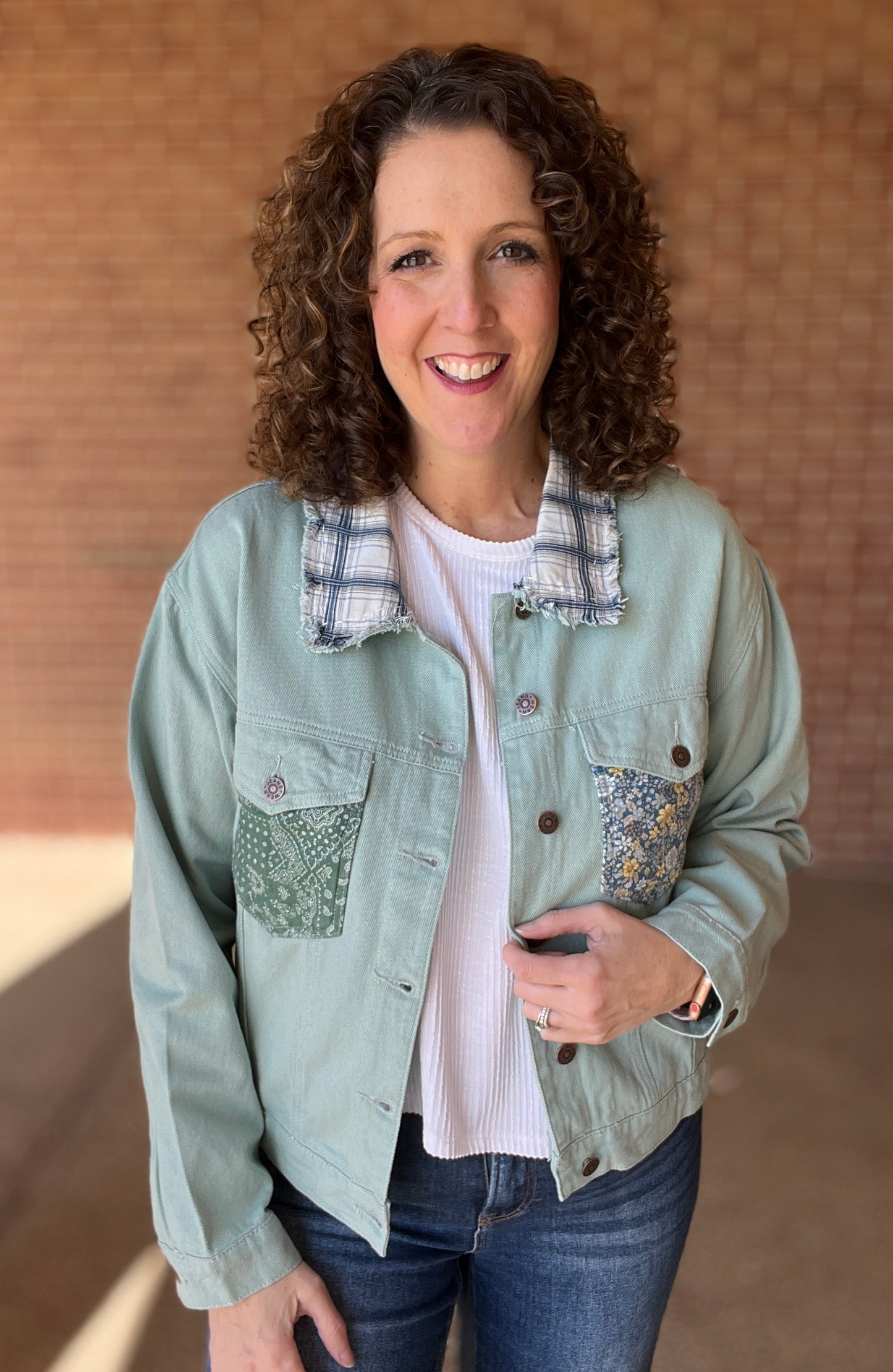 Patched & Plaid Cotton Twill Jacket