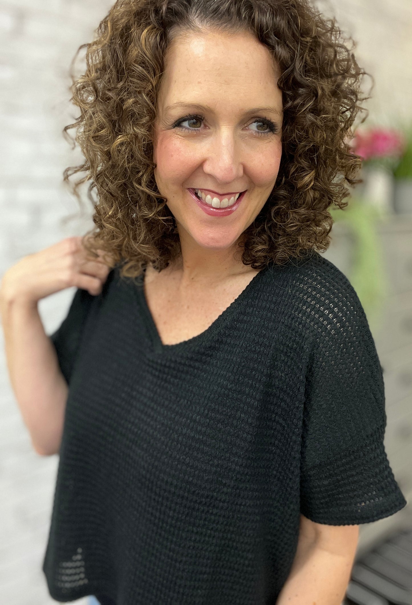 Drop Shoulder Chunky Waffle Top