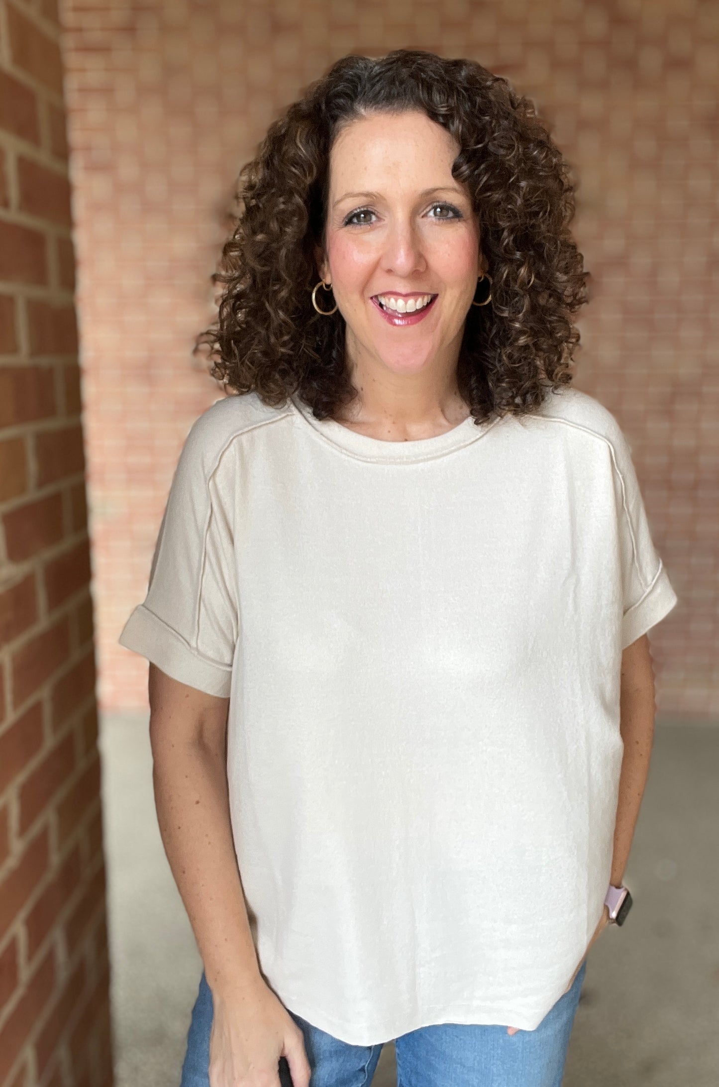 Melange Round Neck Hi Lo Tee