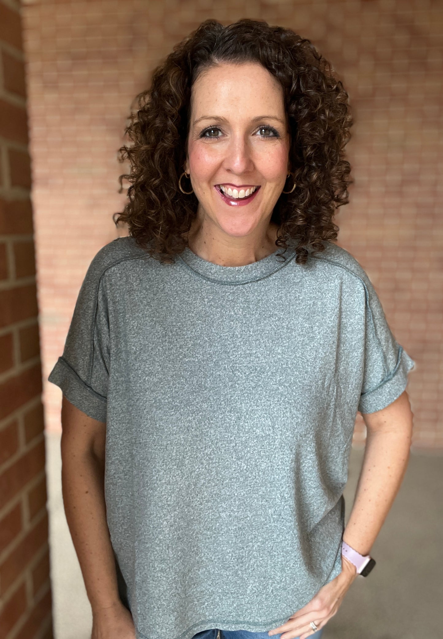 Melange Round Neck Hi Lo Tee