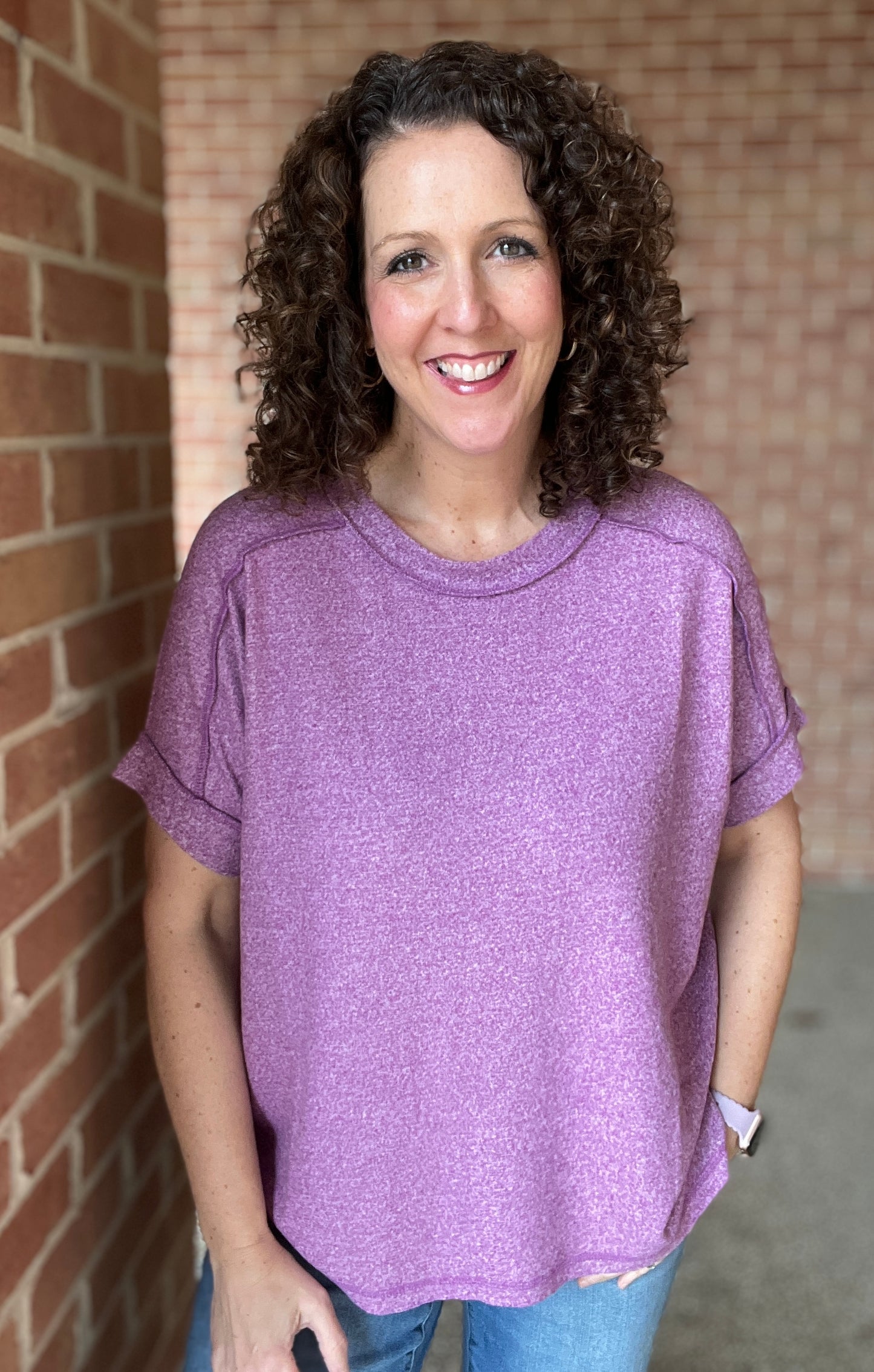 Melange Round Neck Hi Lo Tee