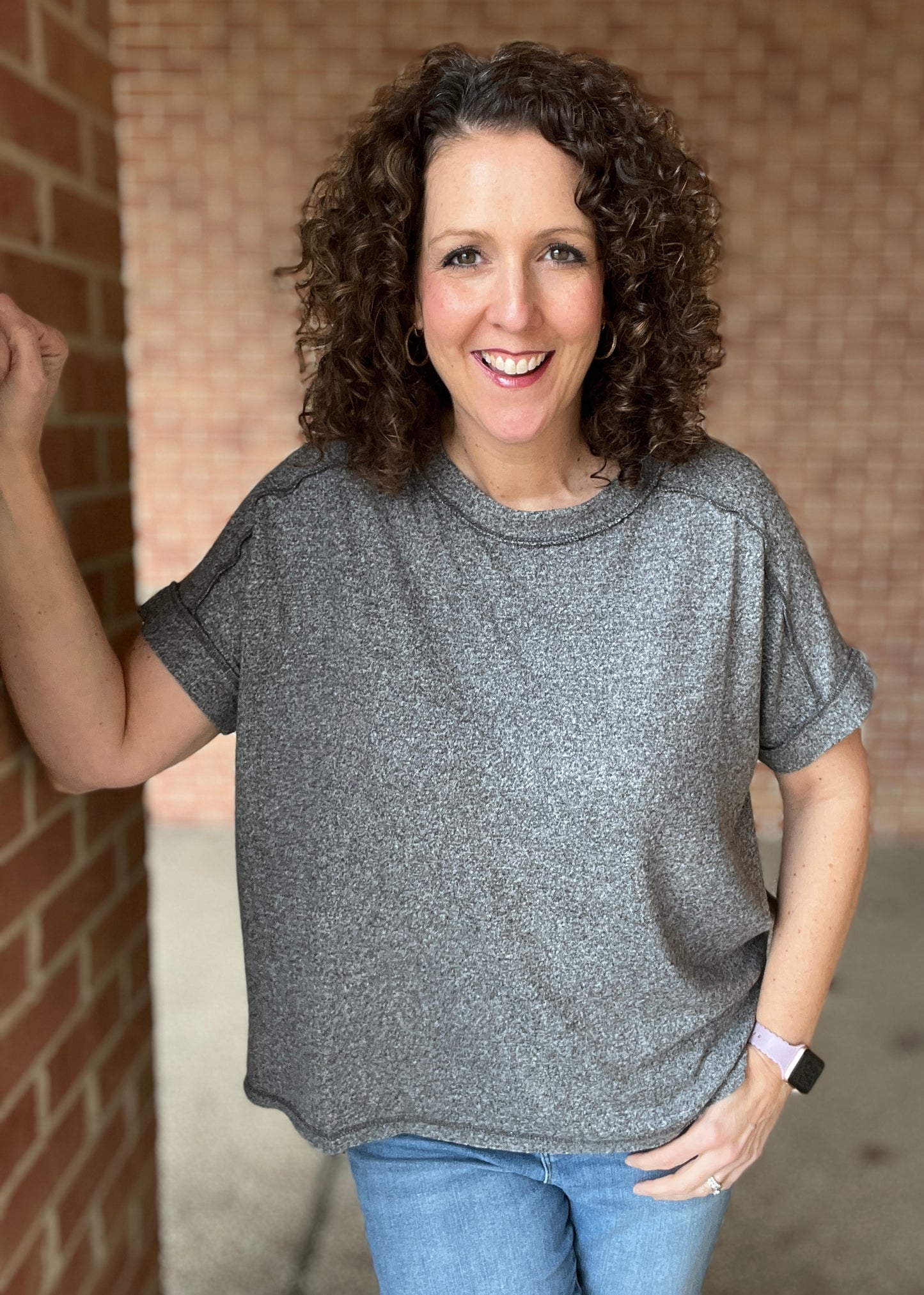 Melange Round Neck Hi Lo Tee