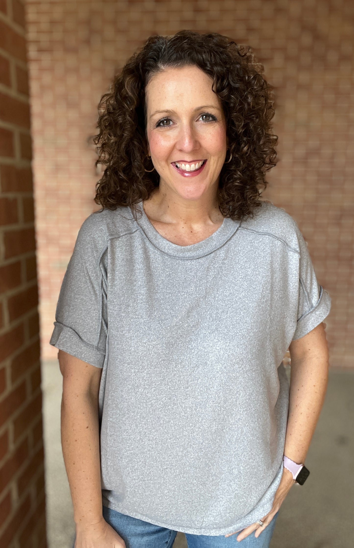 Melange Round Neck Hi Lo Tee