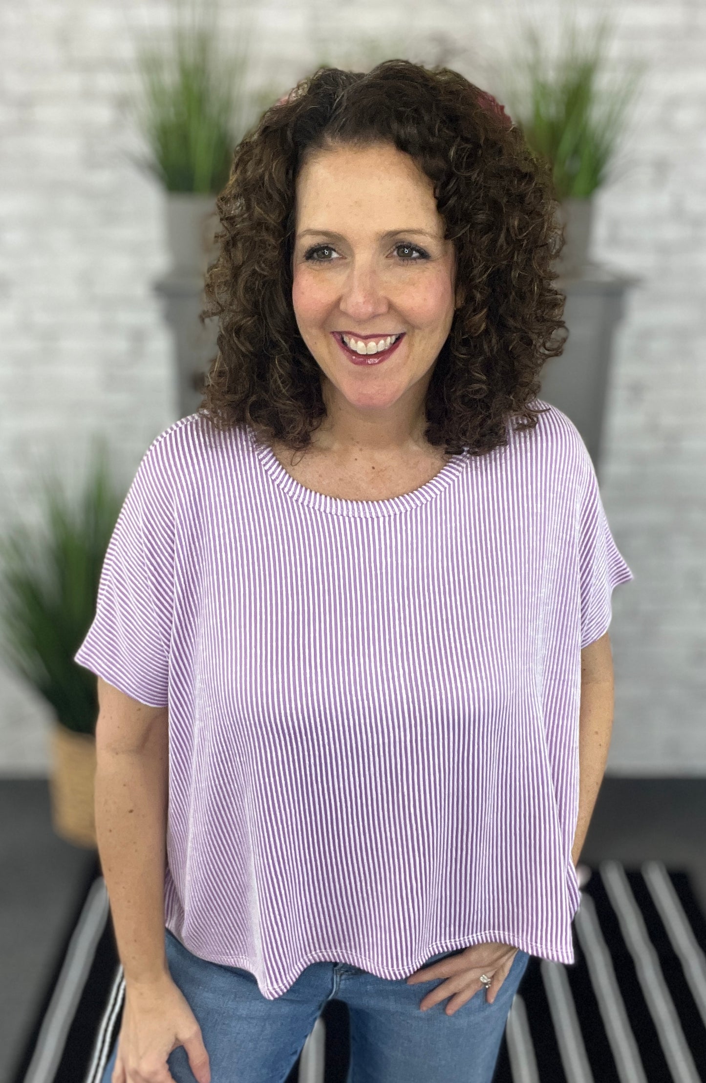 Ribbed Dolman Short Sleeve Top