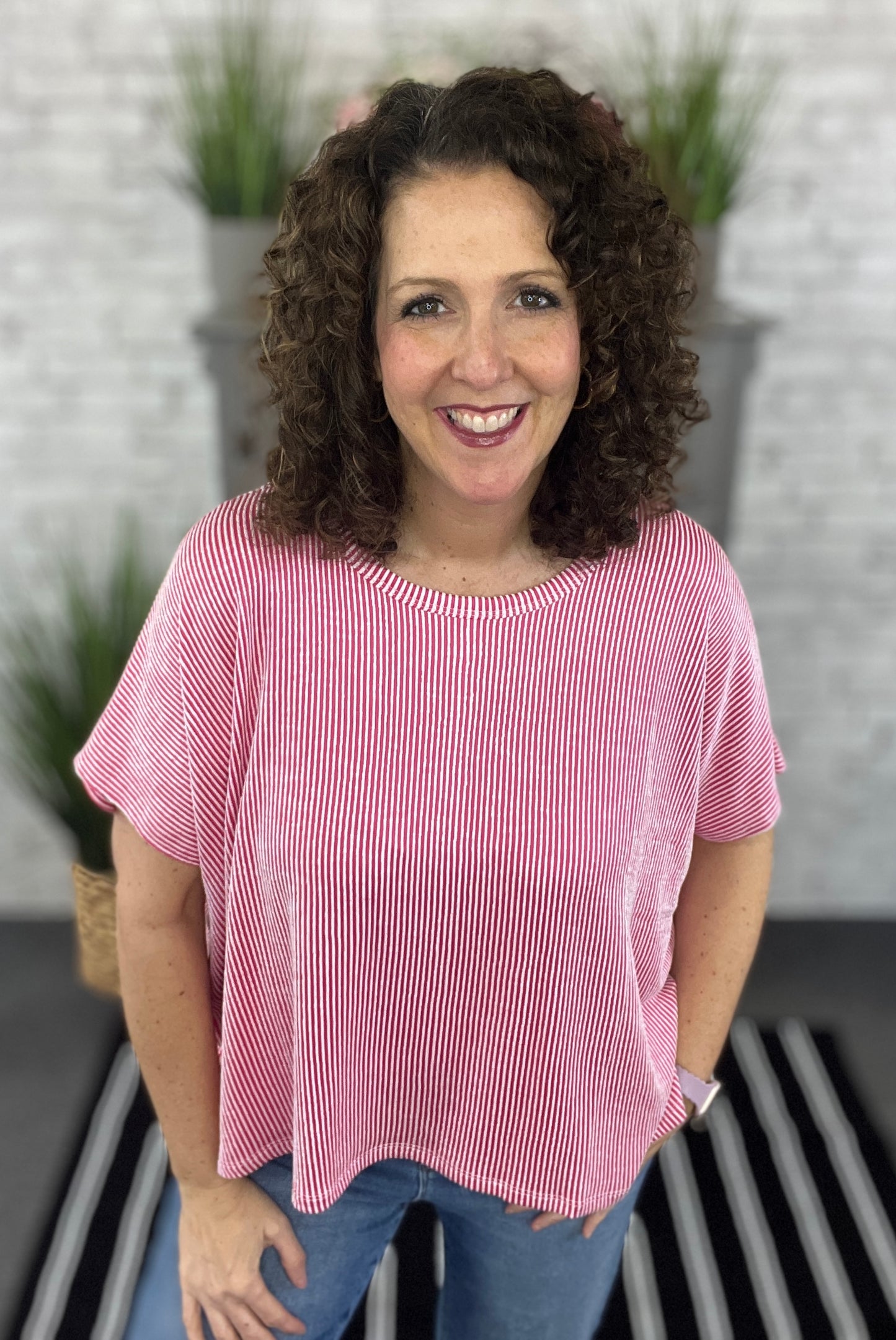 Ribbed Dolman Short Sleeve Top