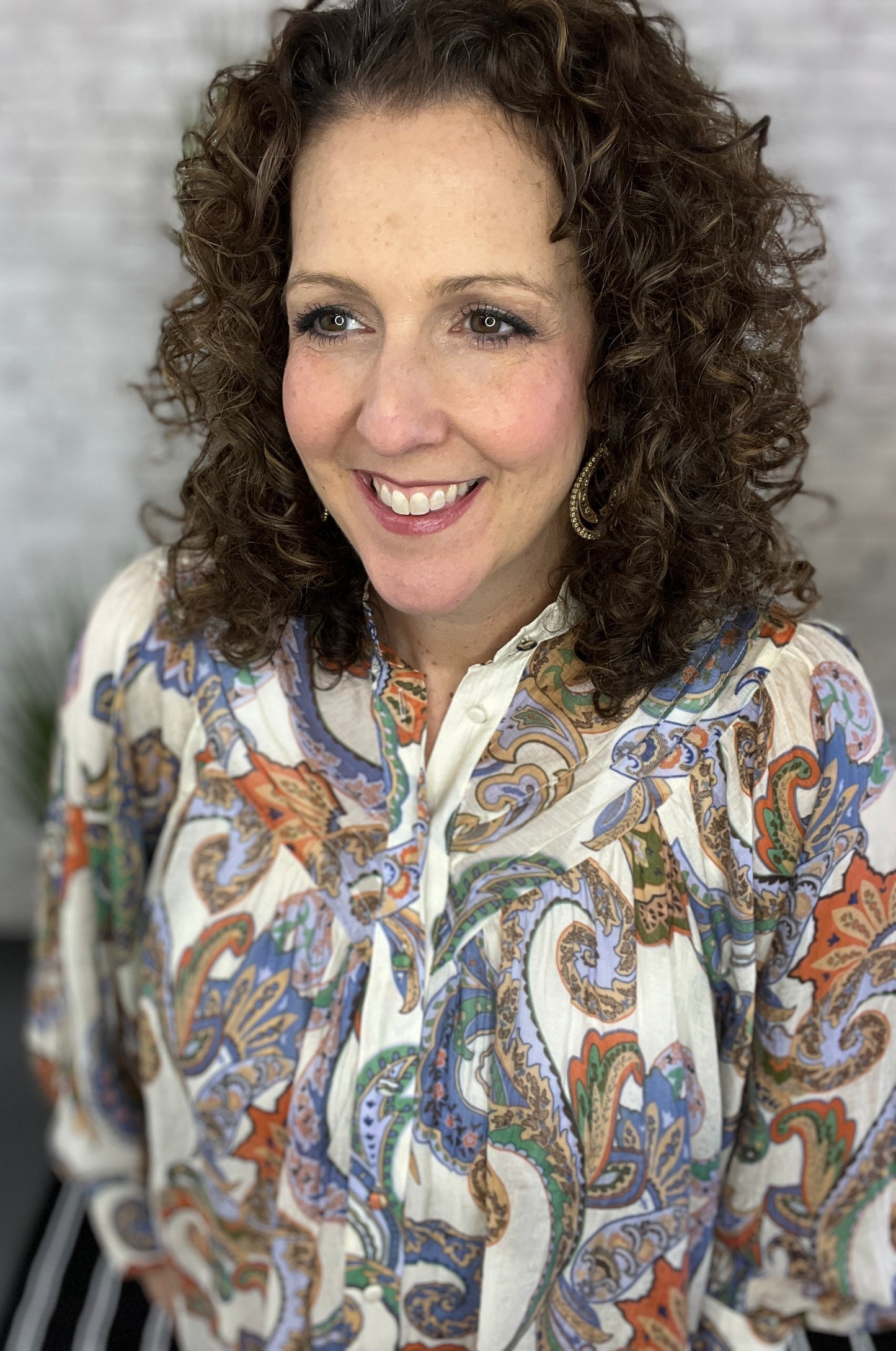 Paisley Bubble Sleeve Blouse