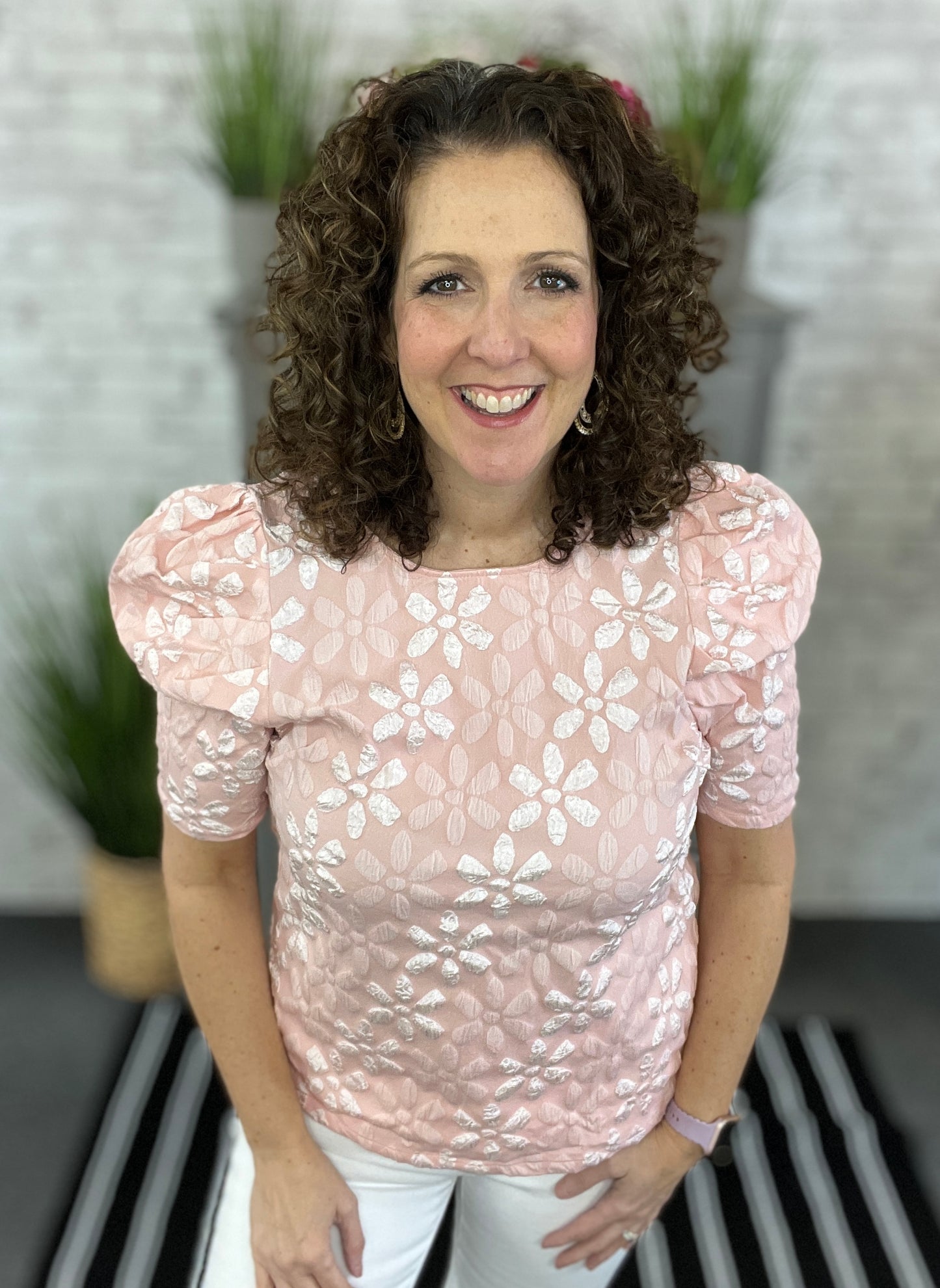Floral Jacquard Woven Top