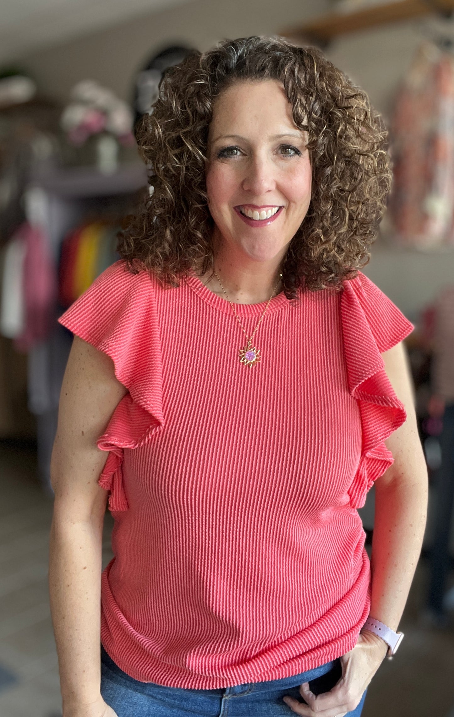 Corded Ruffle Sleeve Top